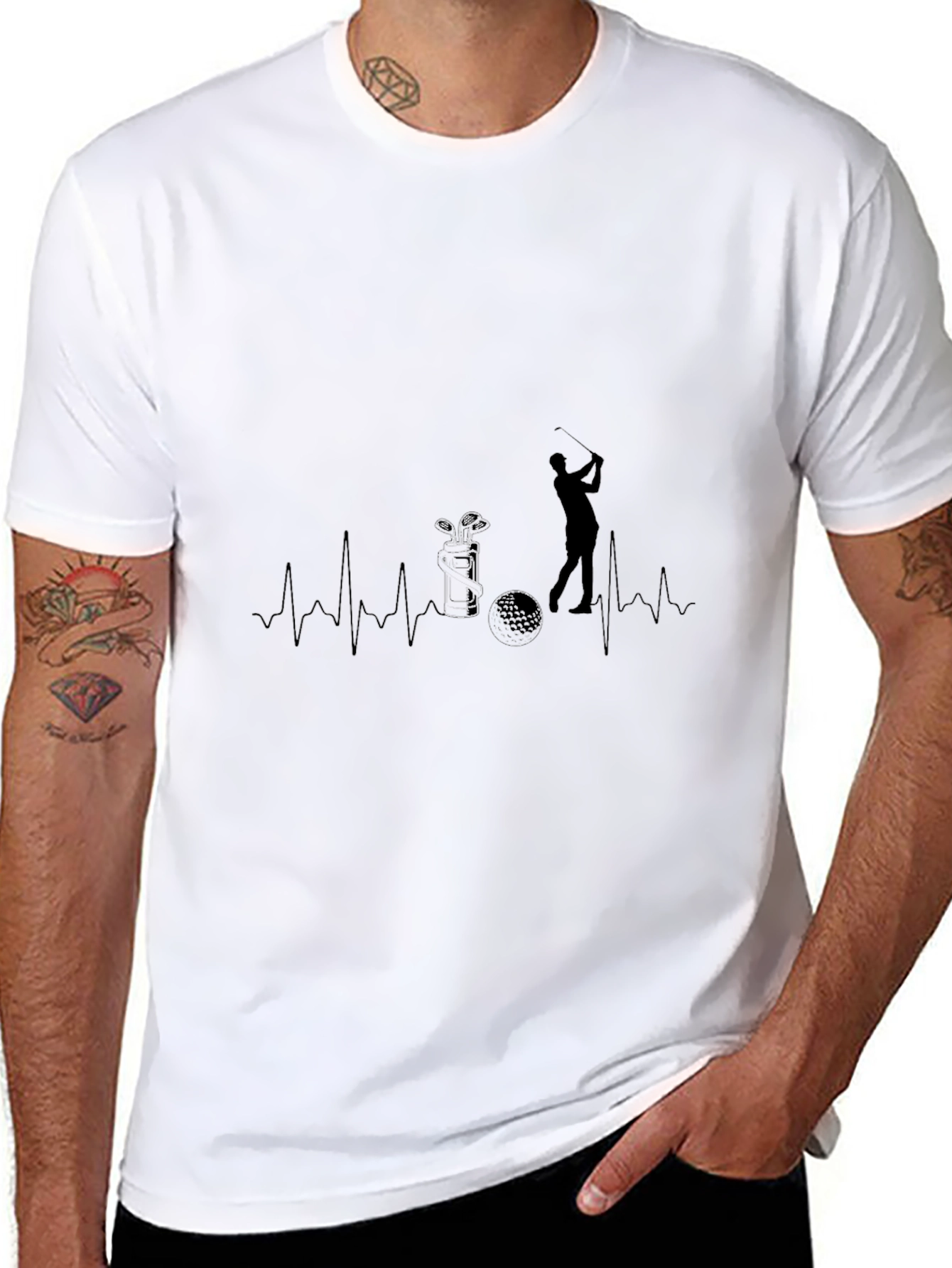 Golf Heartbeat T-Shirt - Golfer Gift