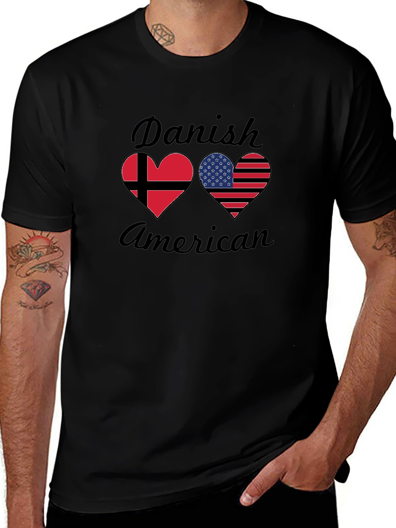 Danish American Flag Heart T-Shirt