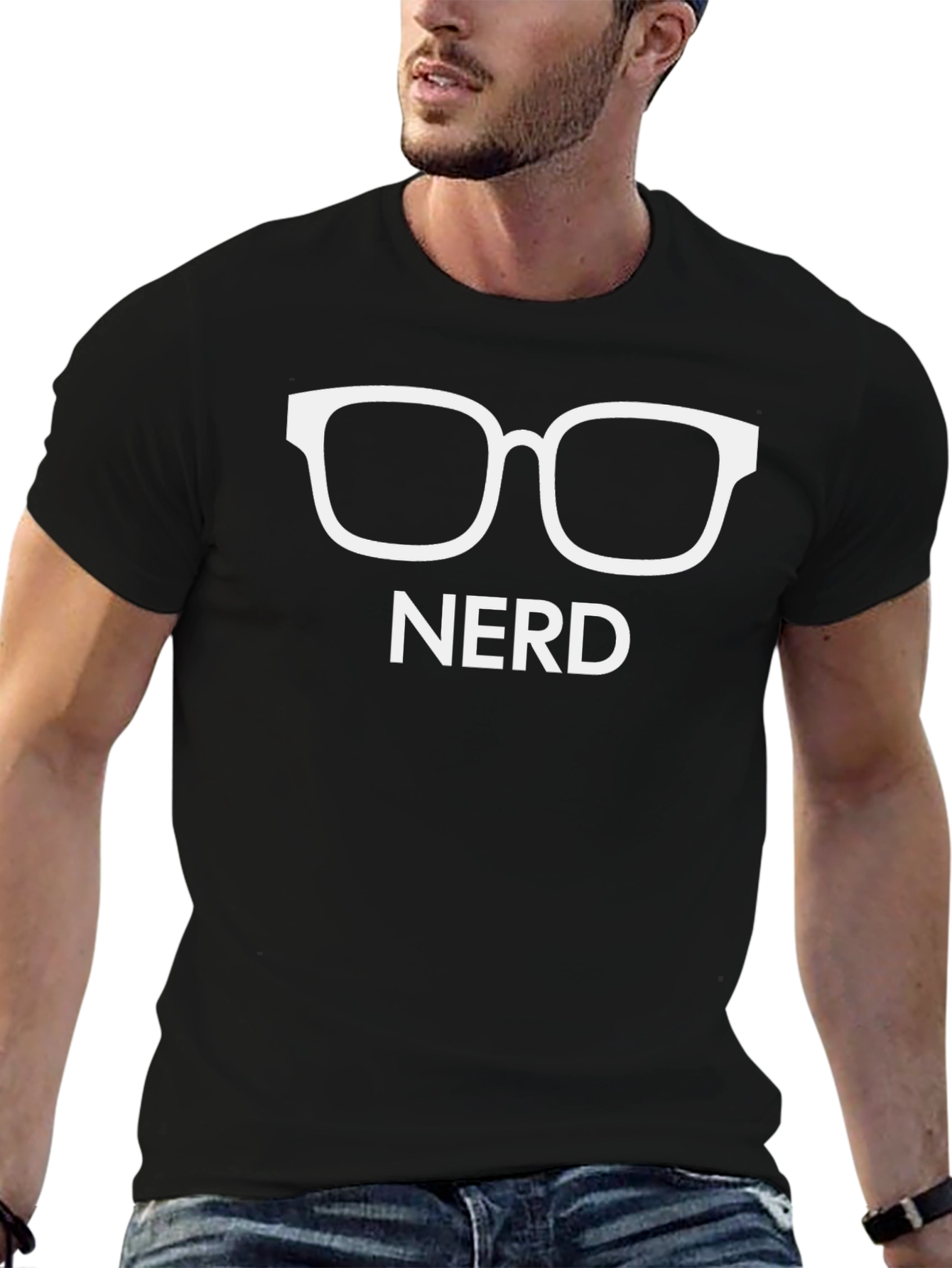 Nerd Glasses T-Shirt - Black Crew Neck Tee