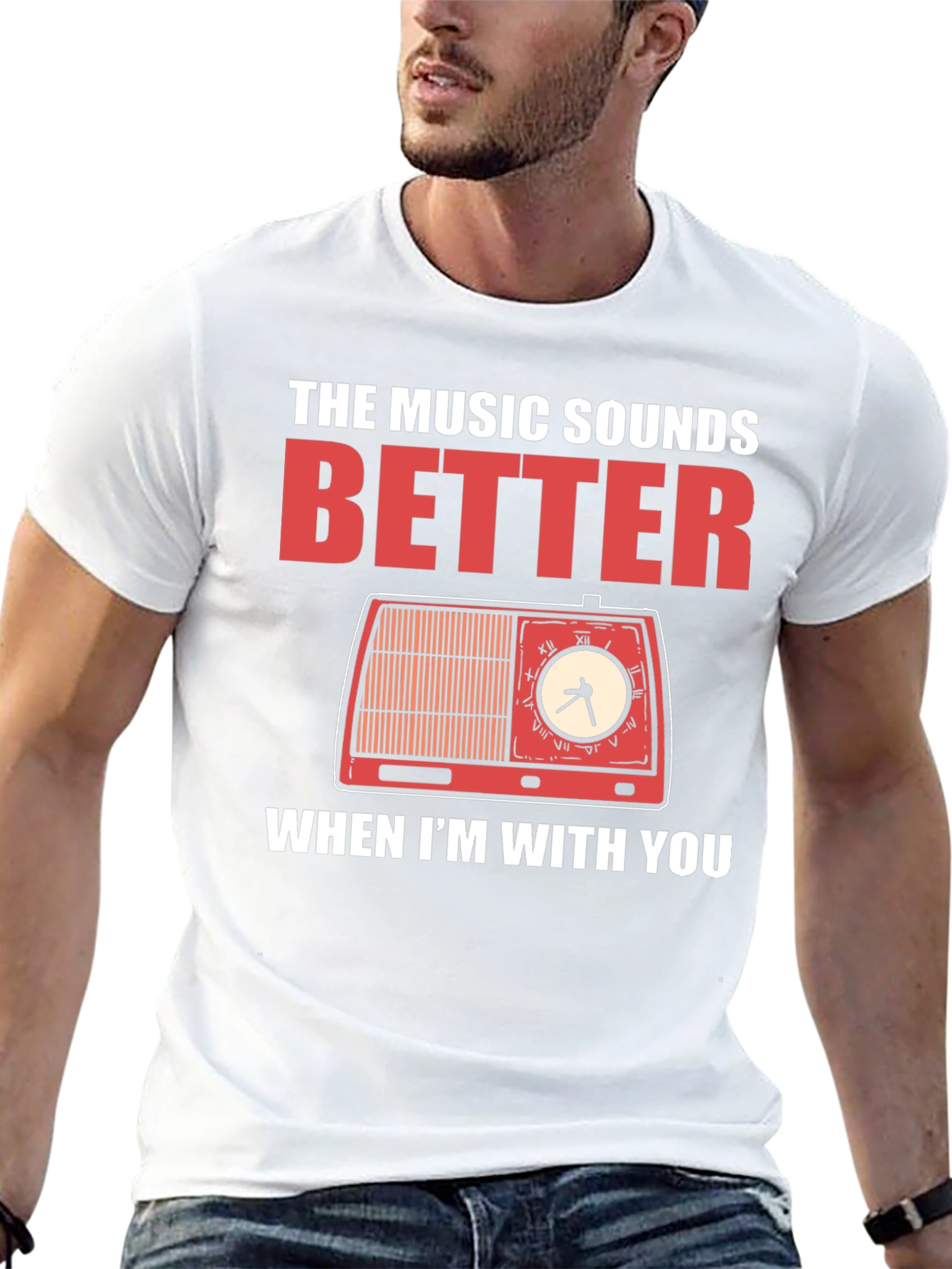 The Music Sounds Better T-Shirt Retro Radio Design