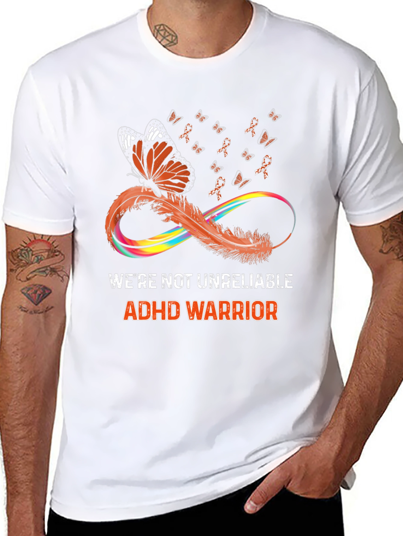 ADHD Warrior T-Shirt Butterfly Infinity Ribbon Design