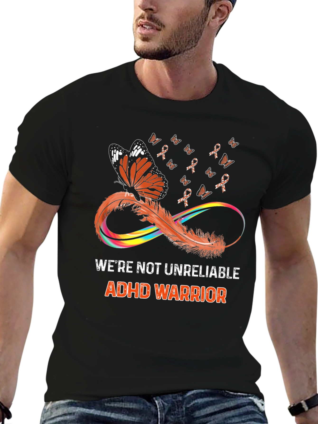 ADHD Warrior T-Shirt Butterfly Infinity Ribbon Design