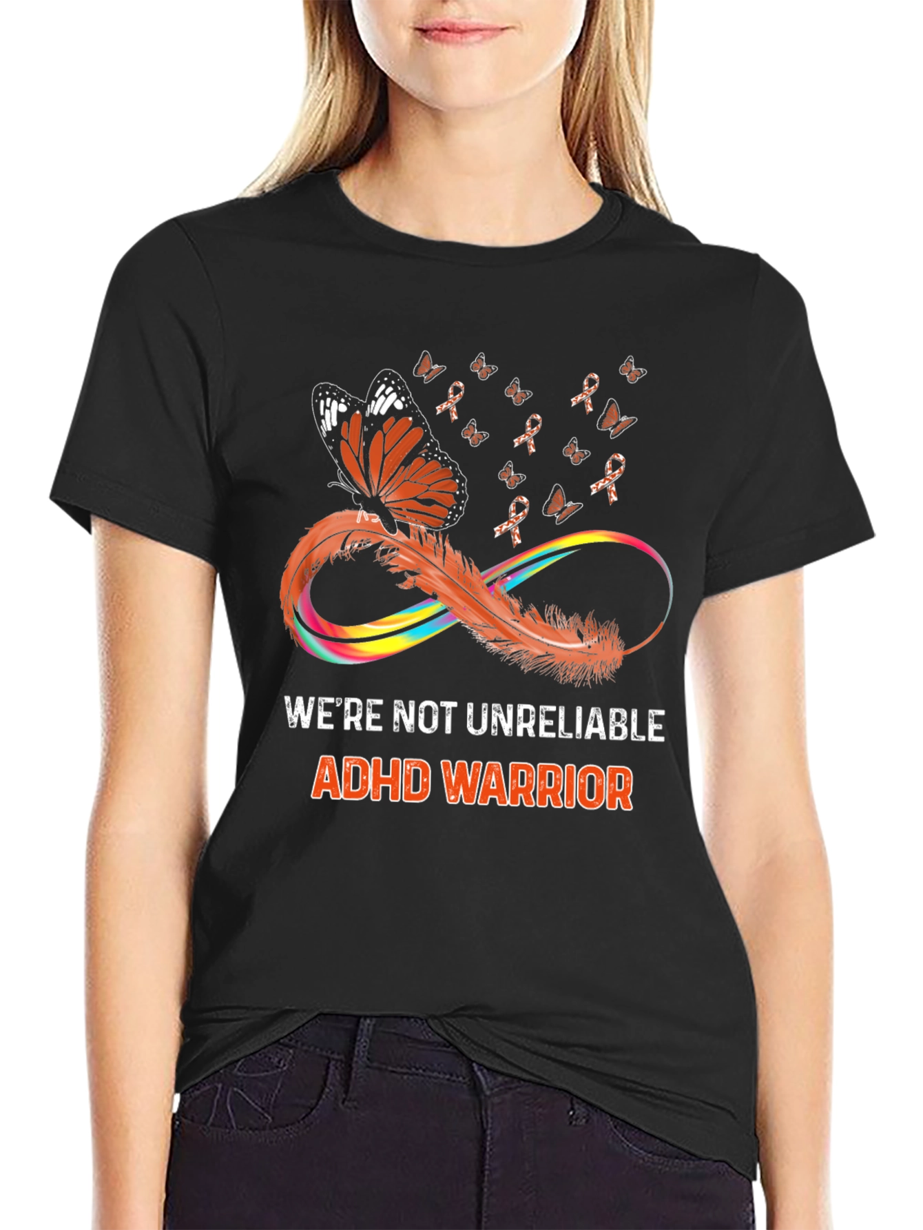 ADHD Warrior T-Shirt Butterfly Infinity Ribbon Design
