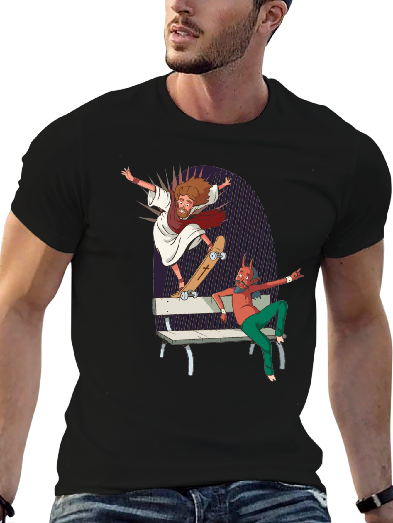 Skateboarding Jesus Tee - Rad Graphic Print T-Shirt