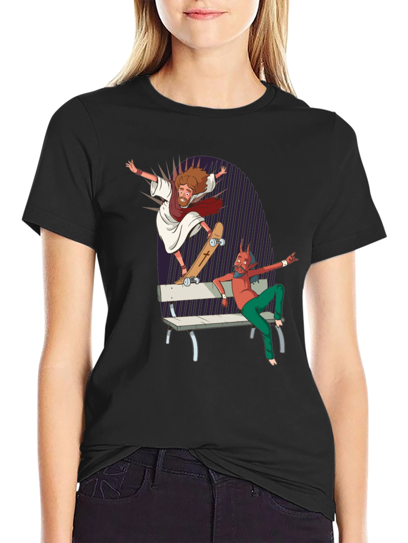 Skateboarding Jesus Tee - Rad Graphic Print T-Shirt