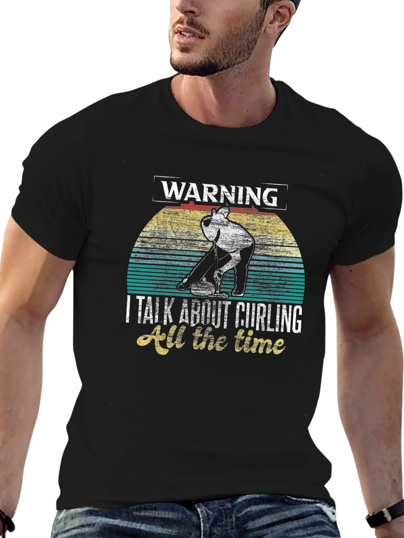Warning: Curling All The Time Graphic T-Shirt