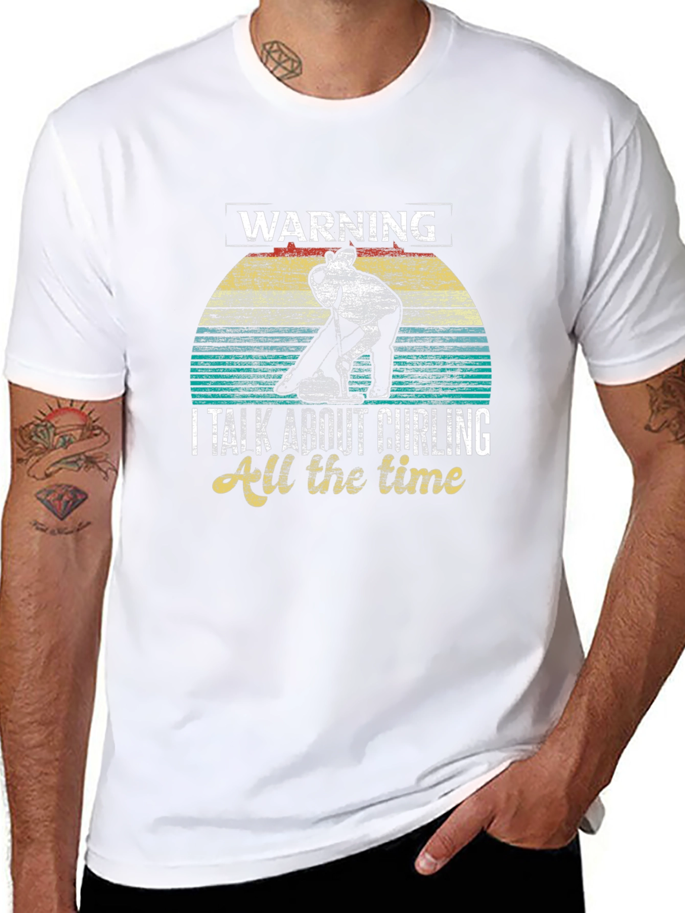 Warning: Curling All The Time Graphic T-Shirt