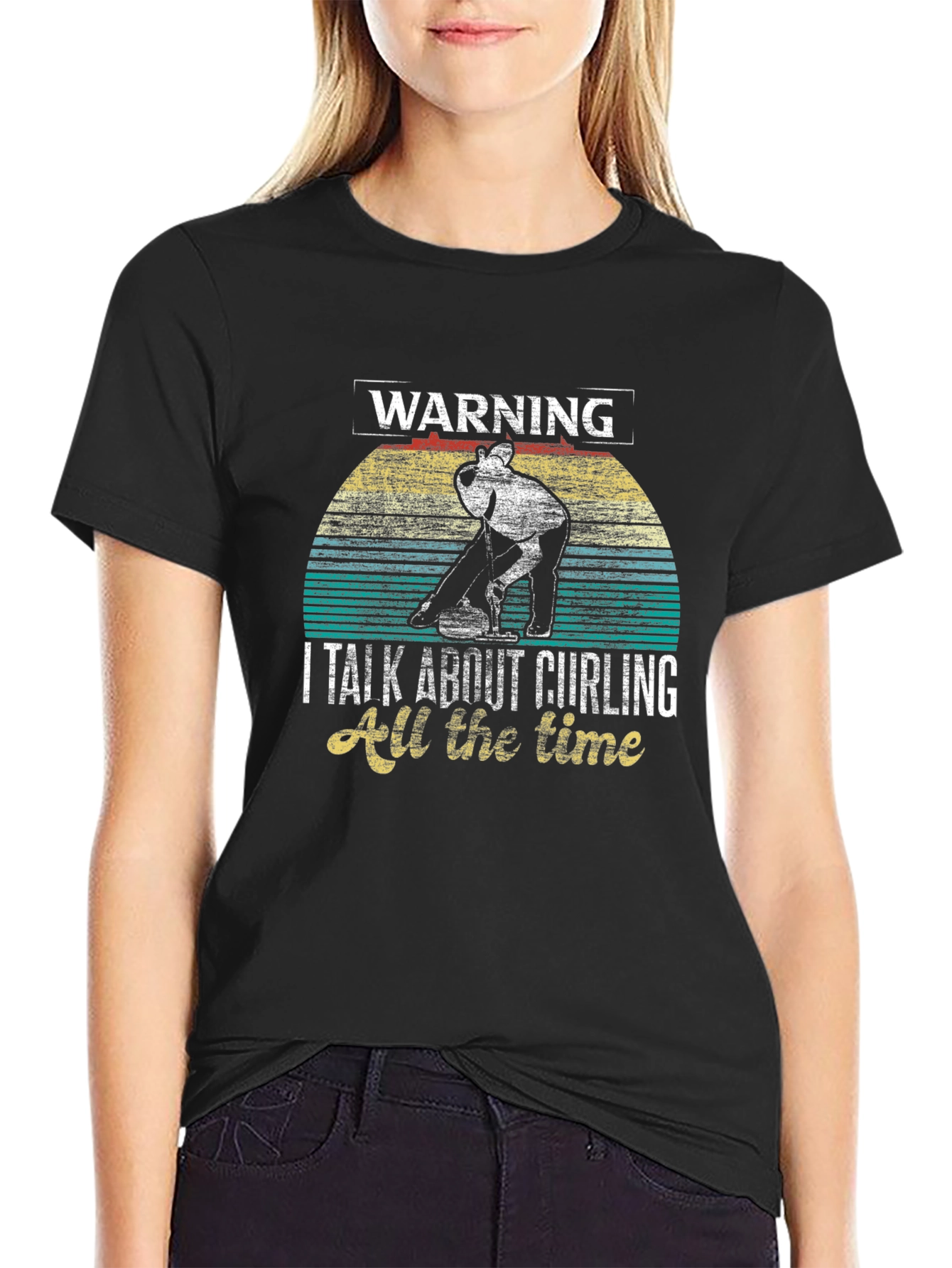 Warning: Curling All The Time Graphic T-Shirt