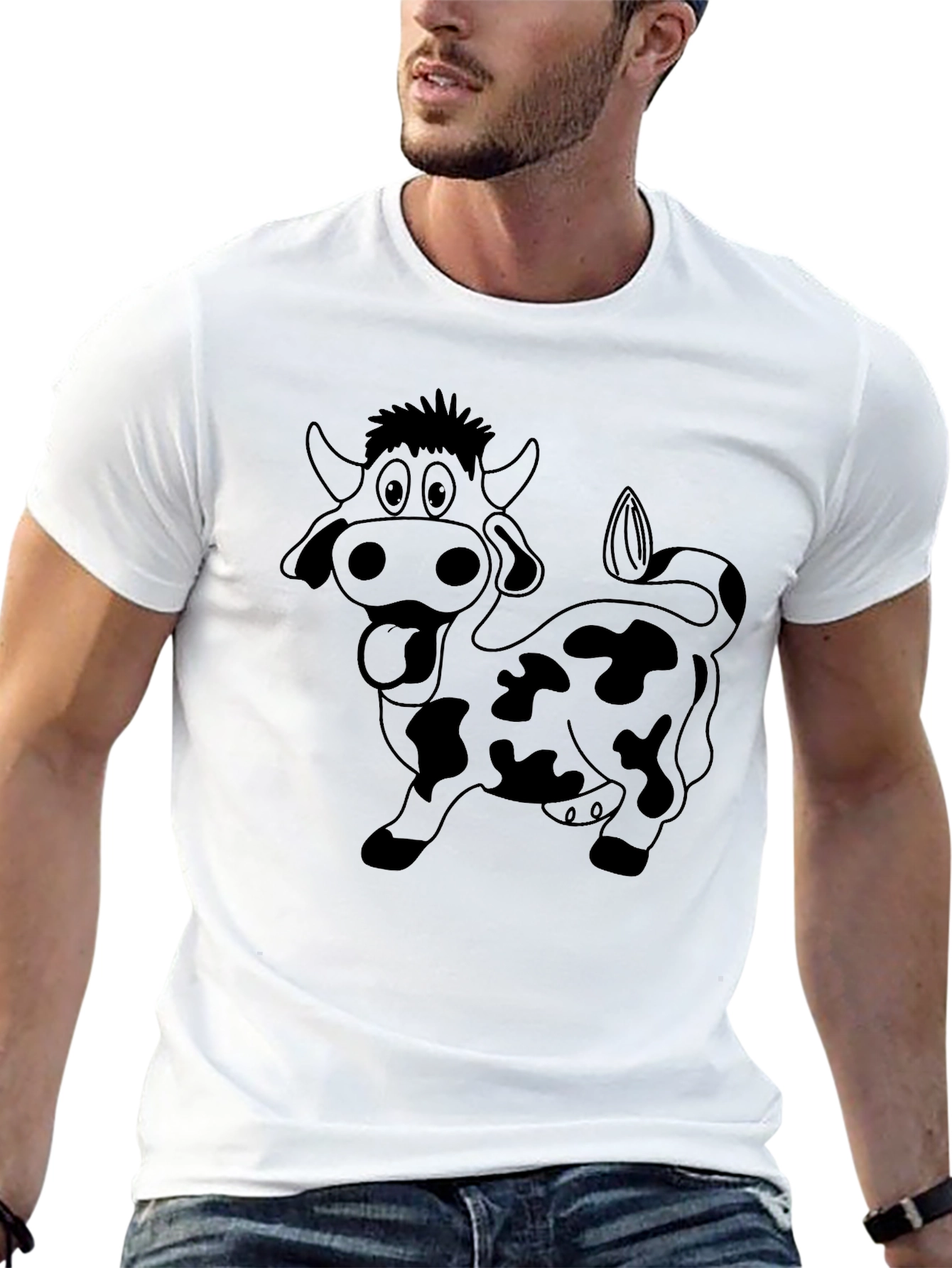 Funny Cow Graphic T-Shirt - Black Cotton Tee