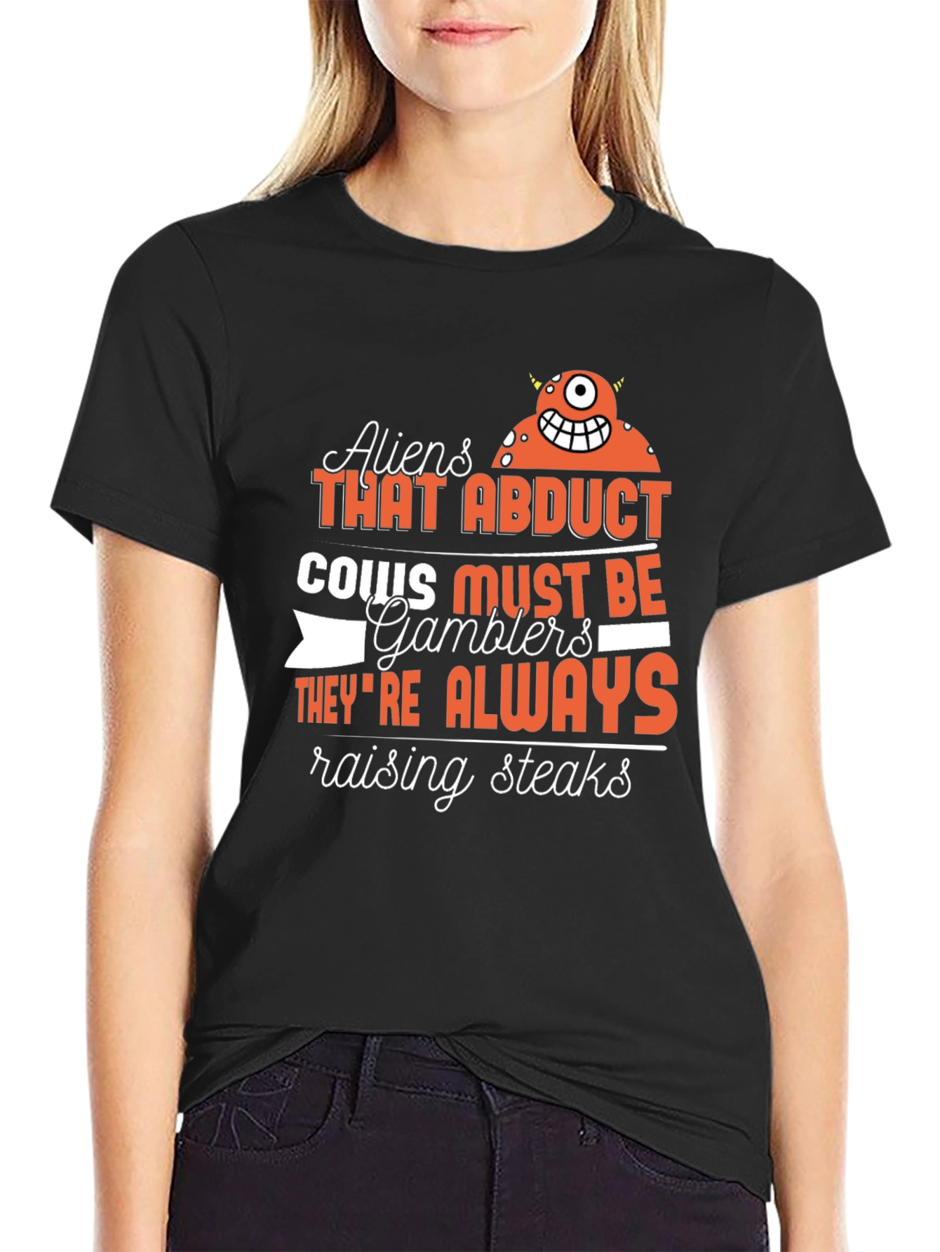 Aliens Abduct Cows Gamblers T-Shirt