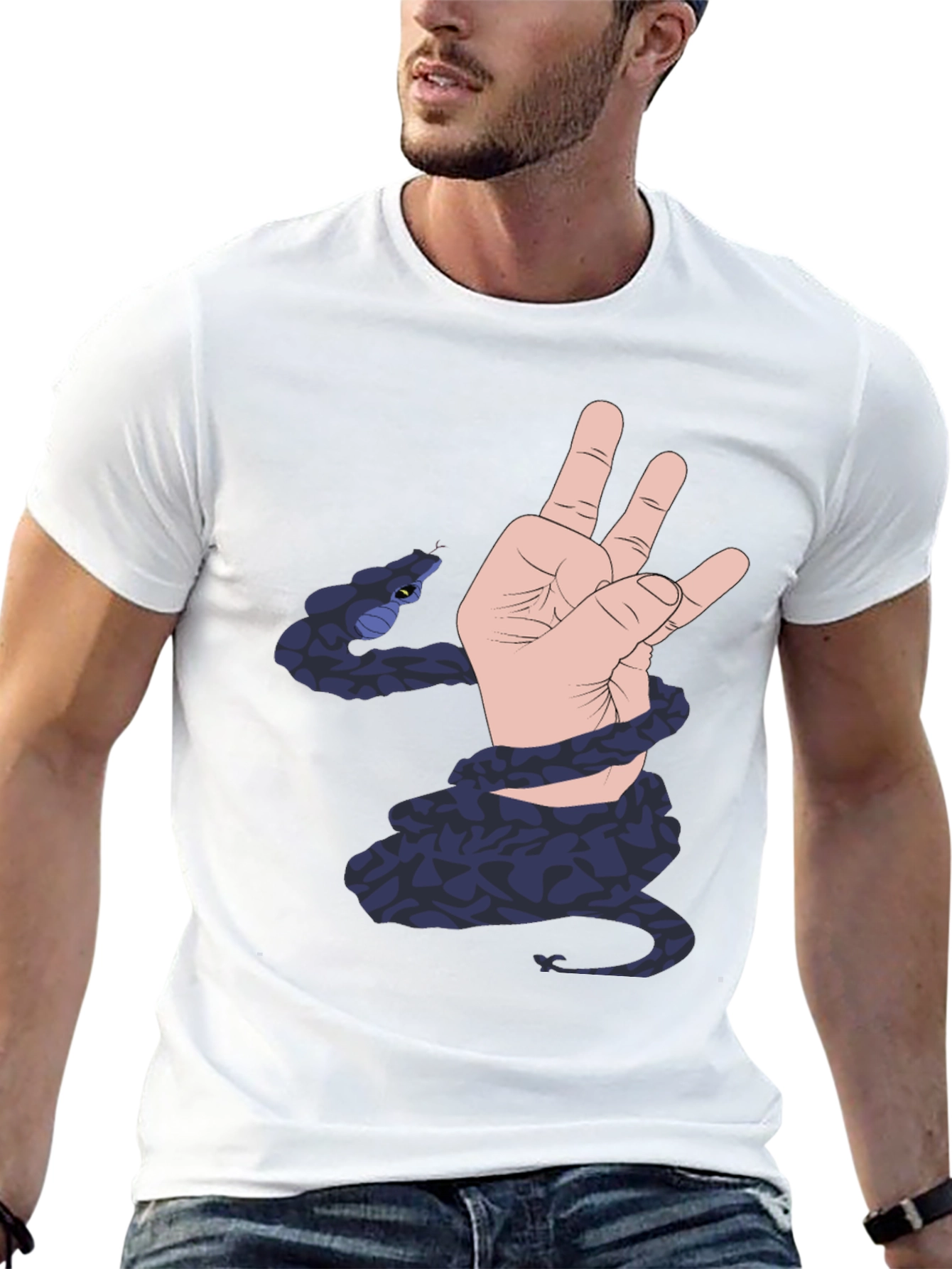 Snake Hand Graphic Black T-Shirt