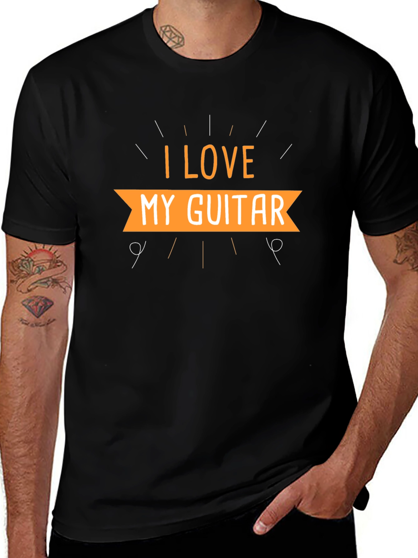 I Love My Guitar Black T-Shirt