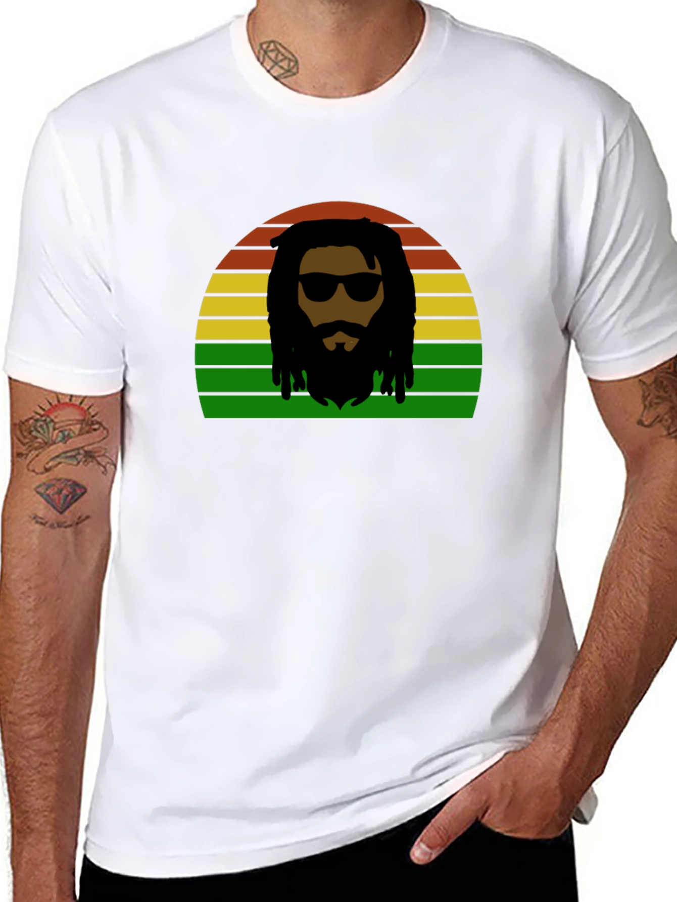 Rasta Man Retro Sunset T-Shirt - Reggae Vibes
