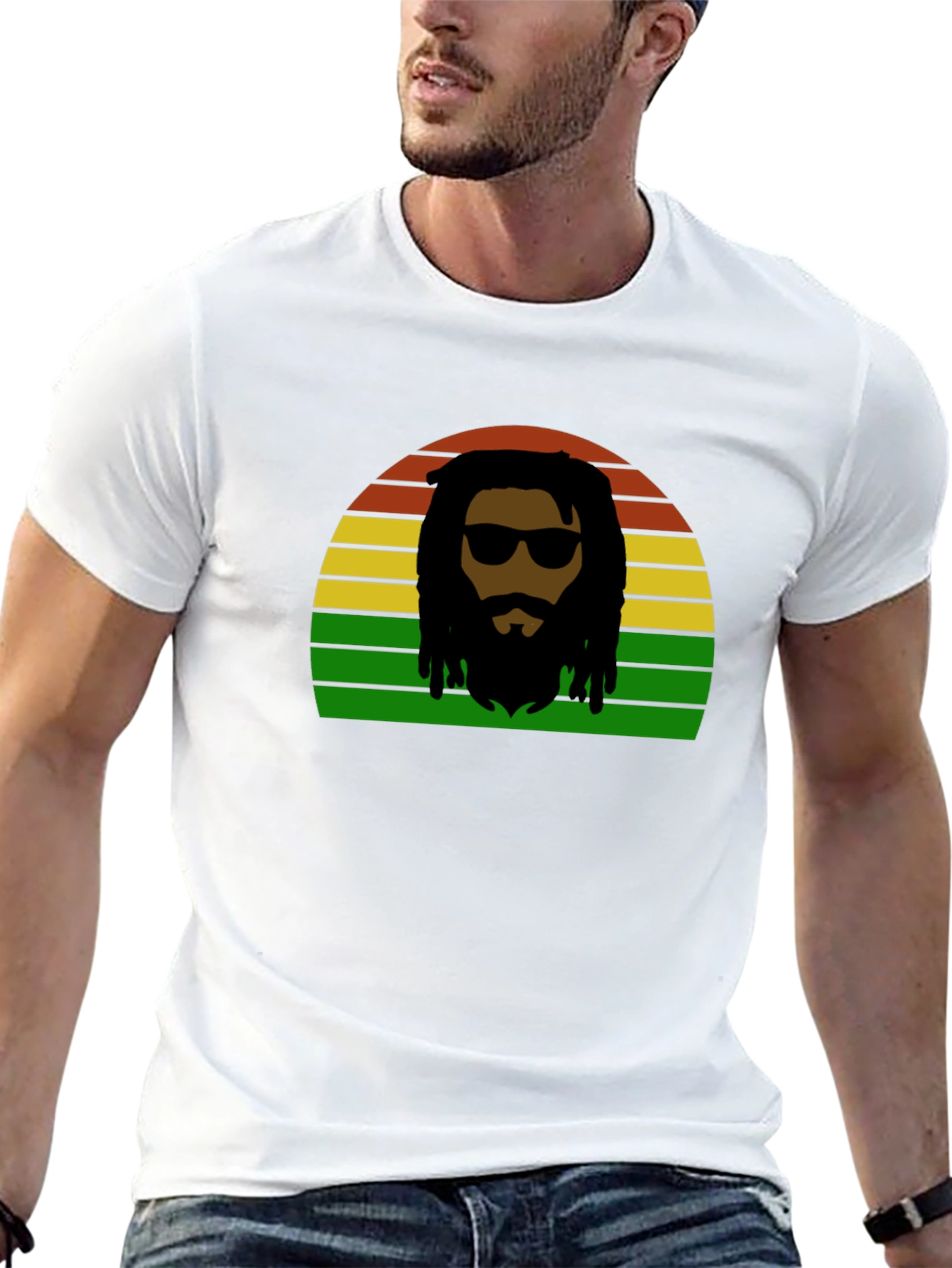 Rasta Man Retro Sunset T-Shirt - Reggae Vibes