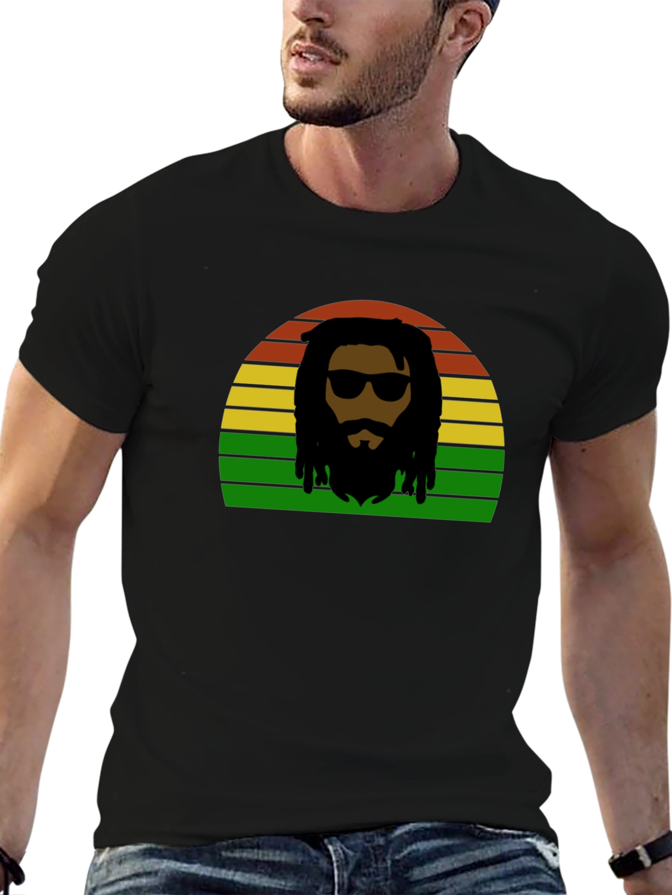 Rasta Man Retro Sunset T-Shirt - Reggae Vibes