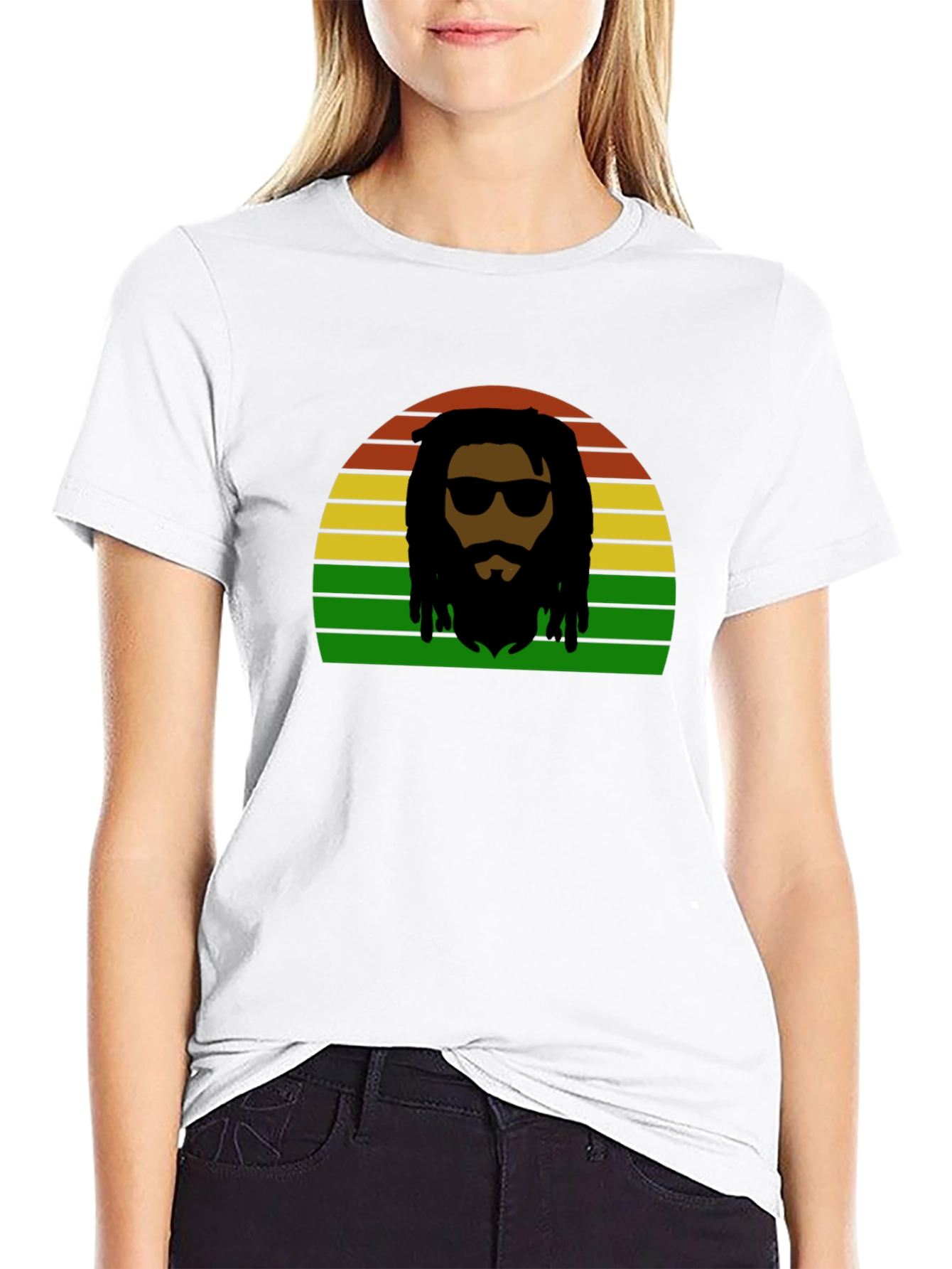 Rasta Man Retro Sunset T-Shirt - Reggae Vibes
