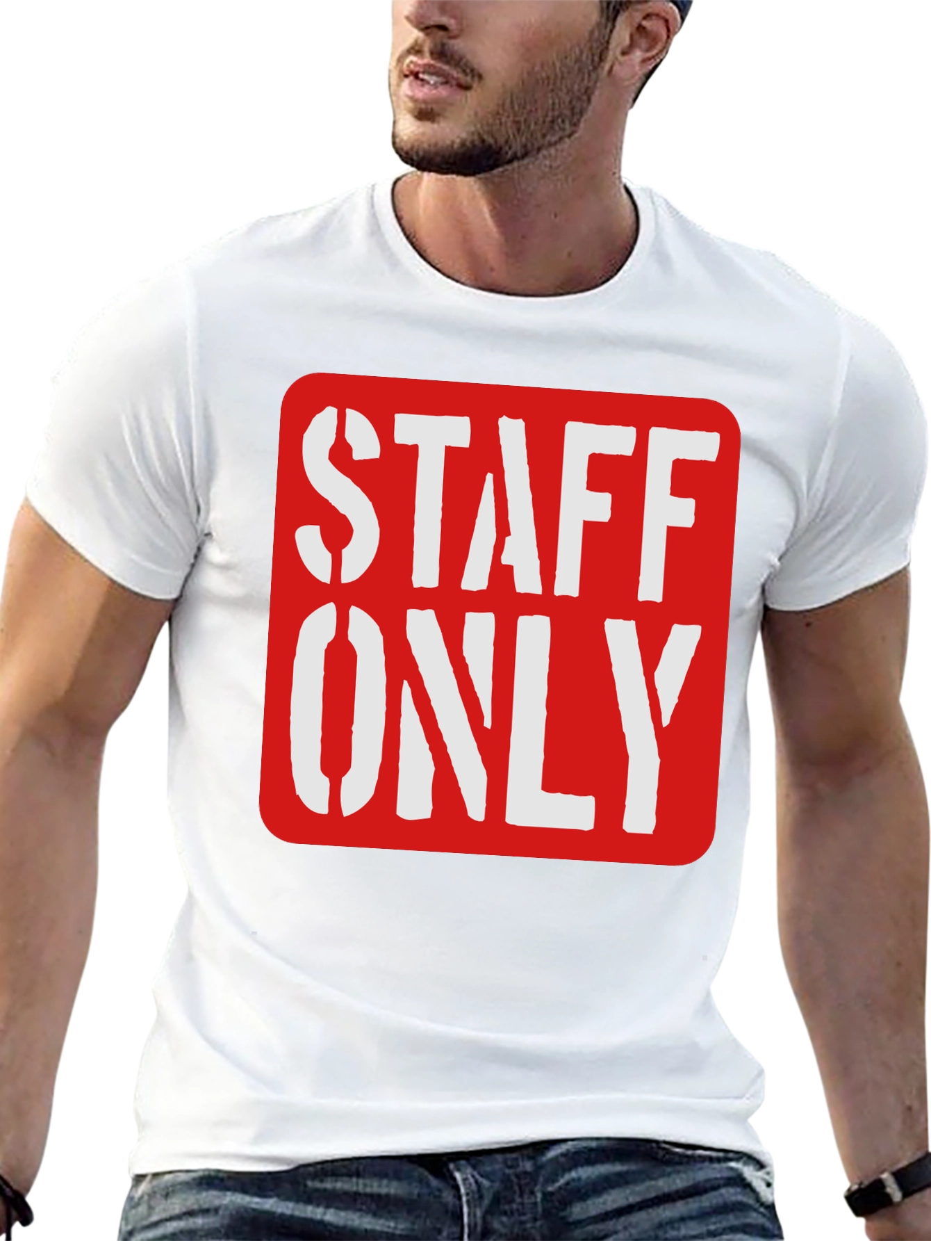 Staff Only Graphic Tee - Black Crew Neck Shirt