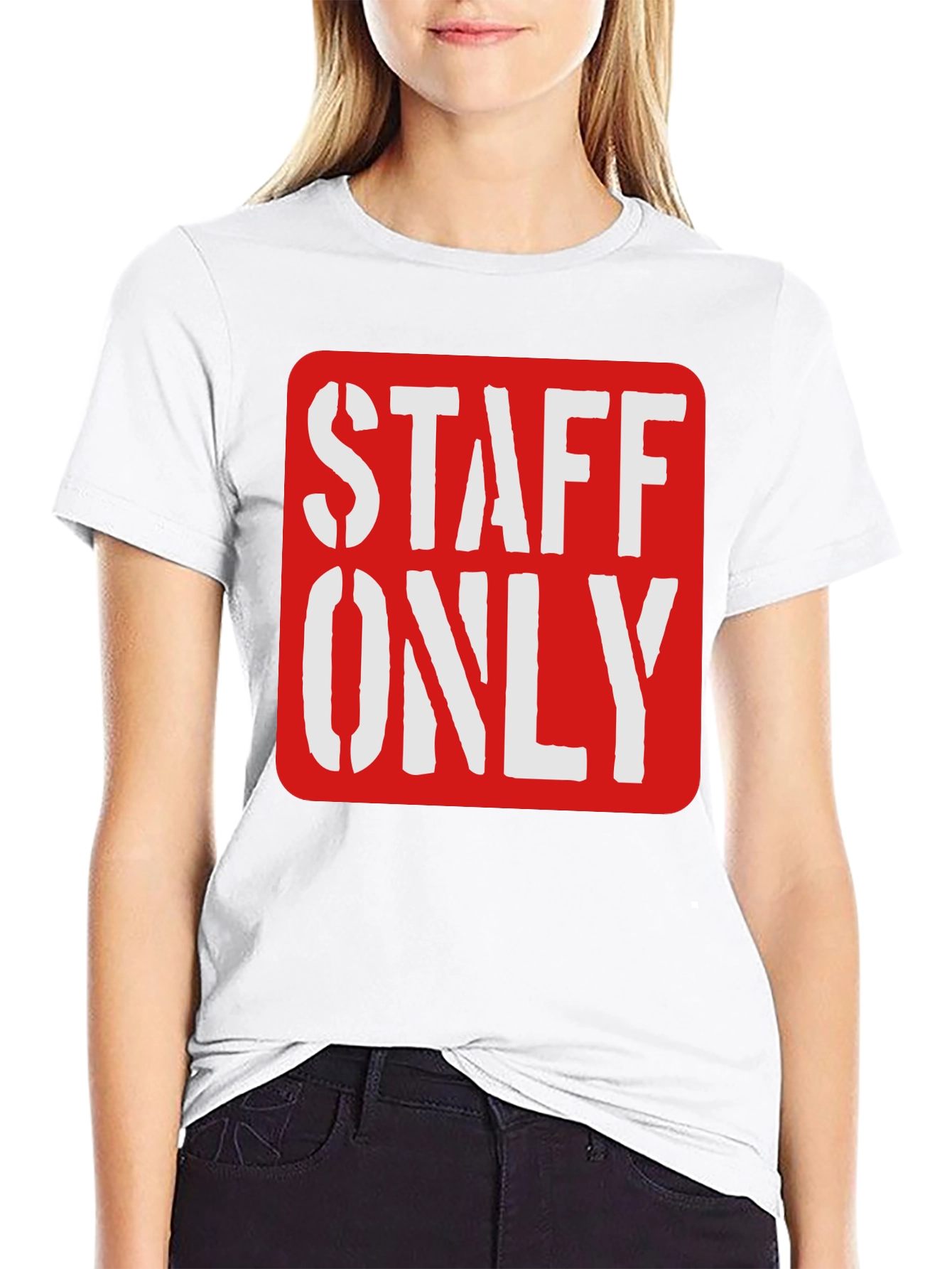 Staff Only Graphic Tee - Black Crew Neck Shirt