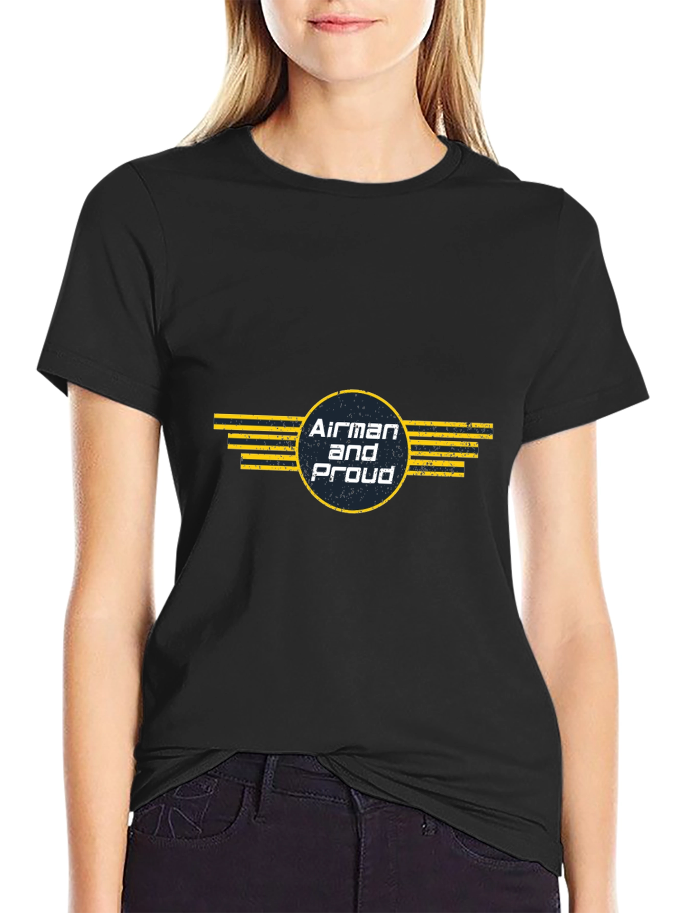 Airman and Proud Graphic Tee - Military Pride Shirt