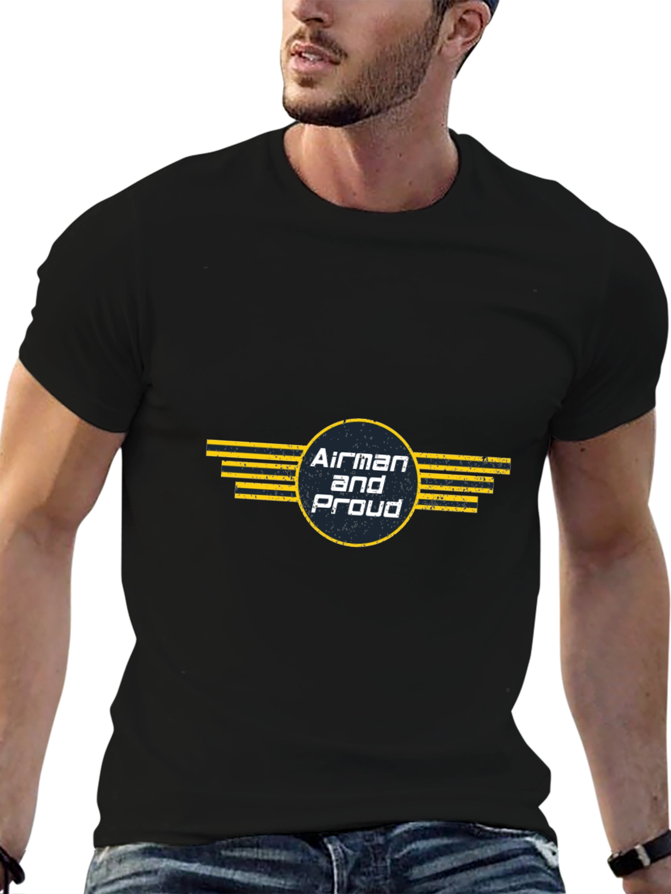 Airman and Proud Graphic Tee - Military Pride Shirt