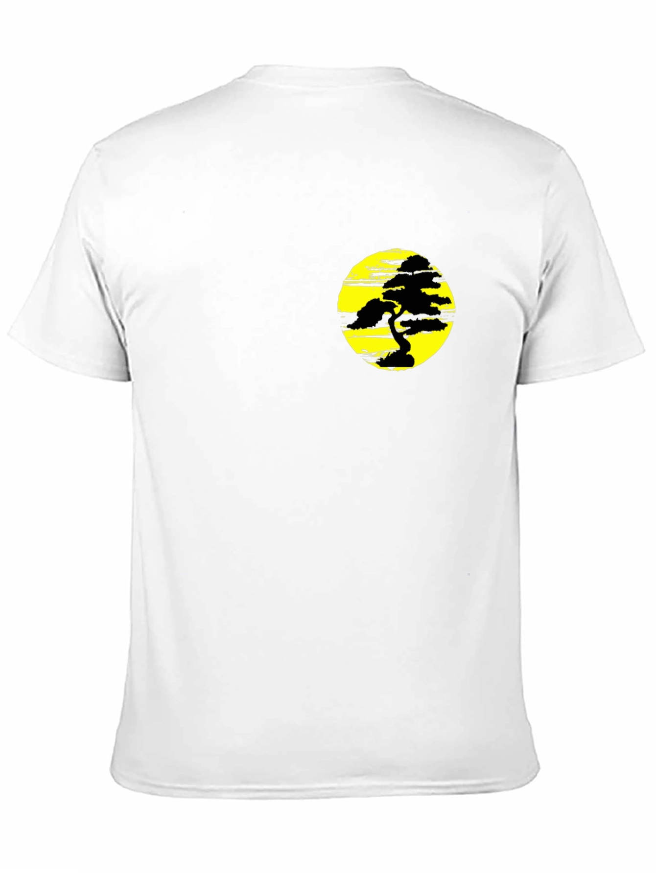 Black T-Shirt with Yellow Bonsai Graphic