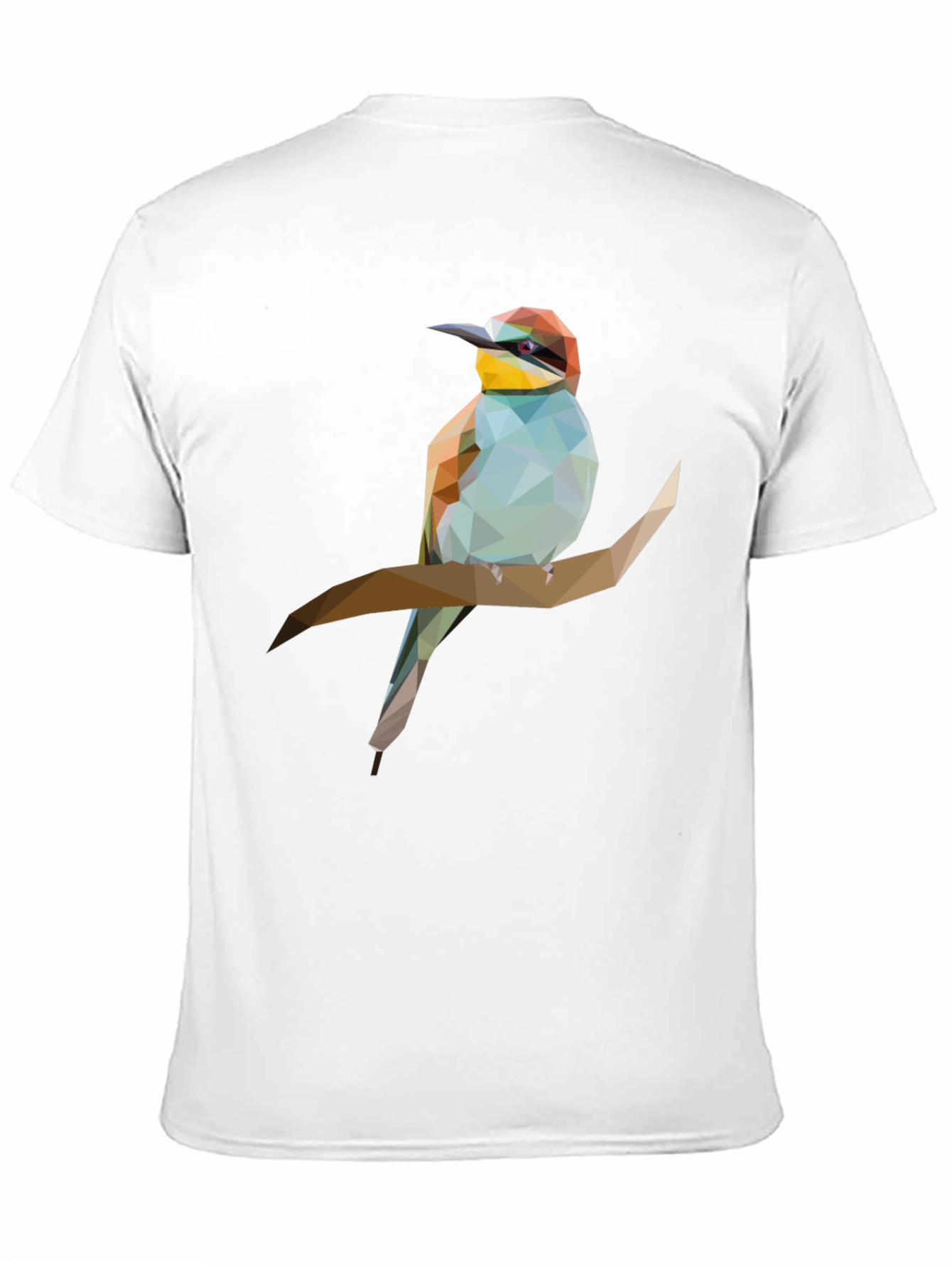 Geometric Bird on Branch Graphic Tee - Black
