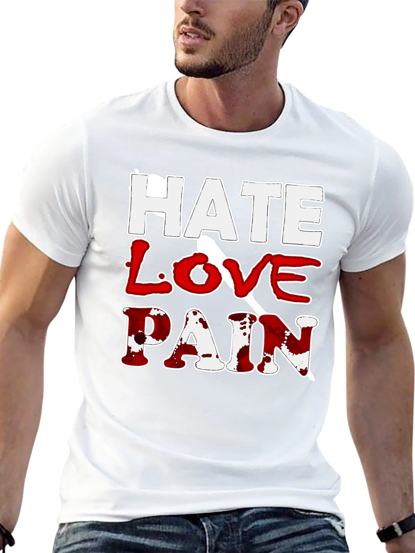 Hate Love Pain Graphic Print T-Shirt