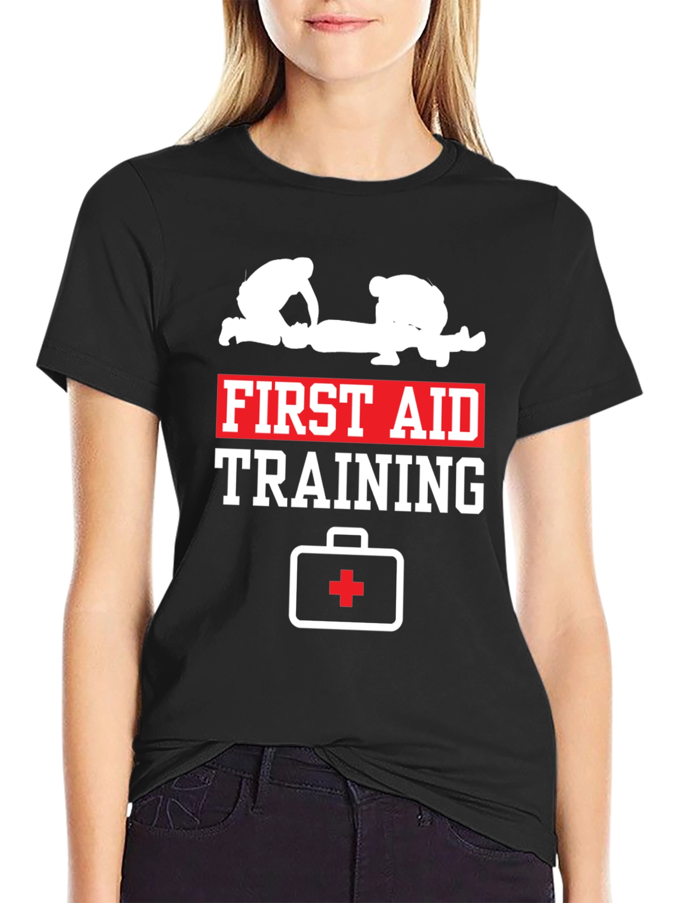 First Aid Training Black Cotton T-Shirt