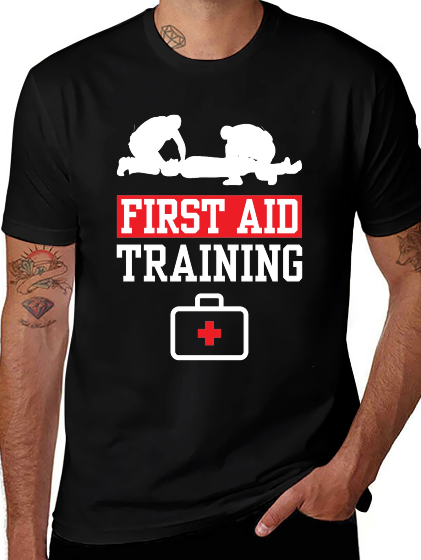 First Aid Training Black Cotton T-Shirt