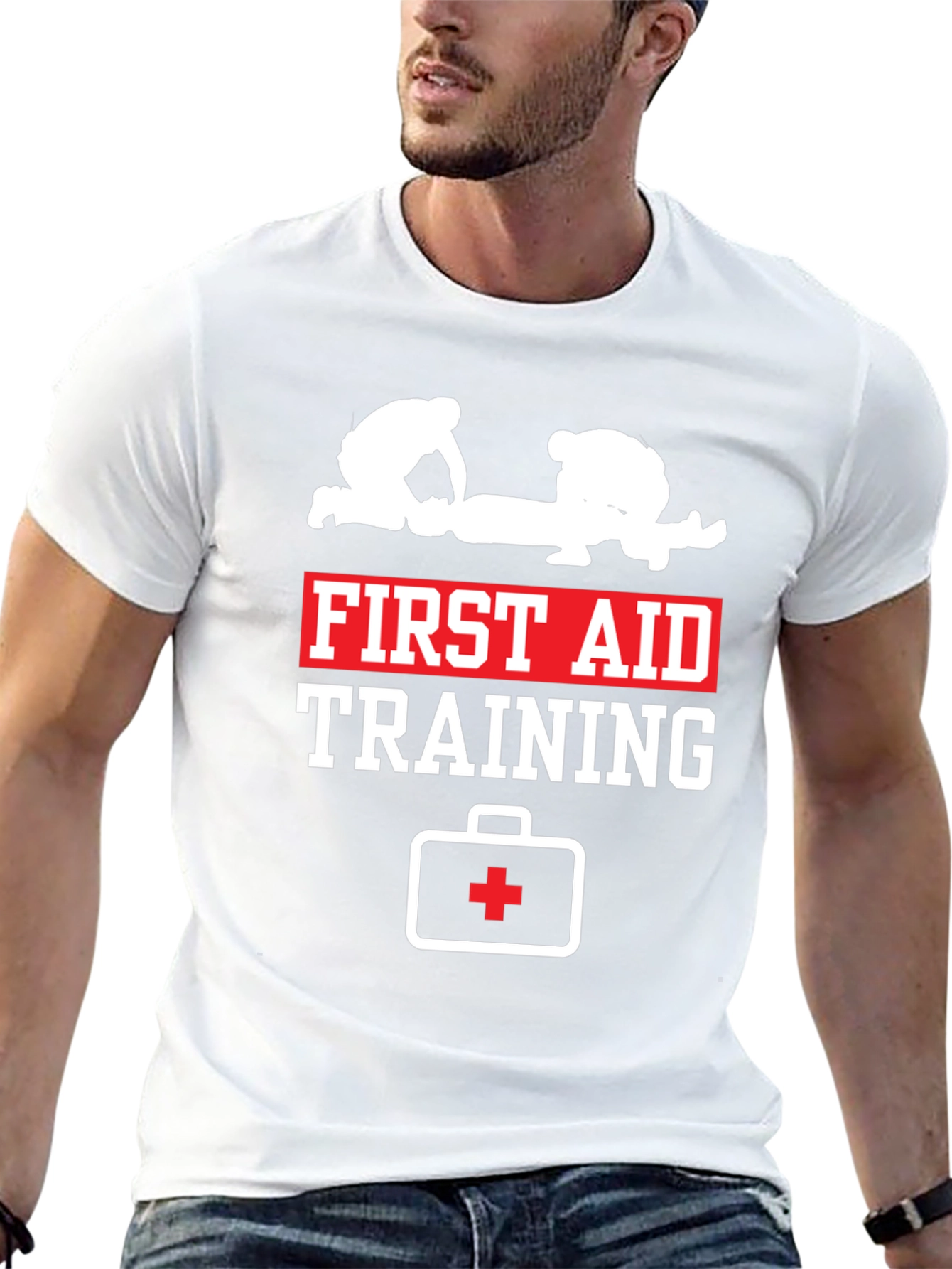 First Aid Training Black Cotton T-Shirt