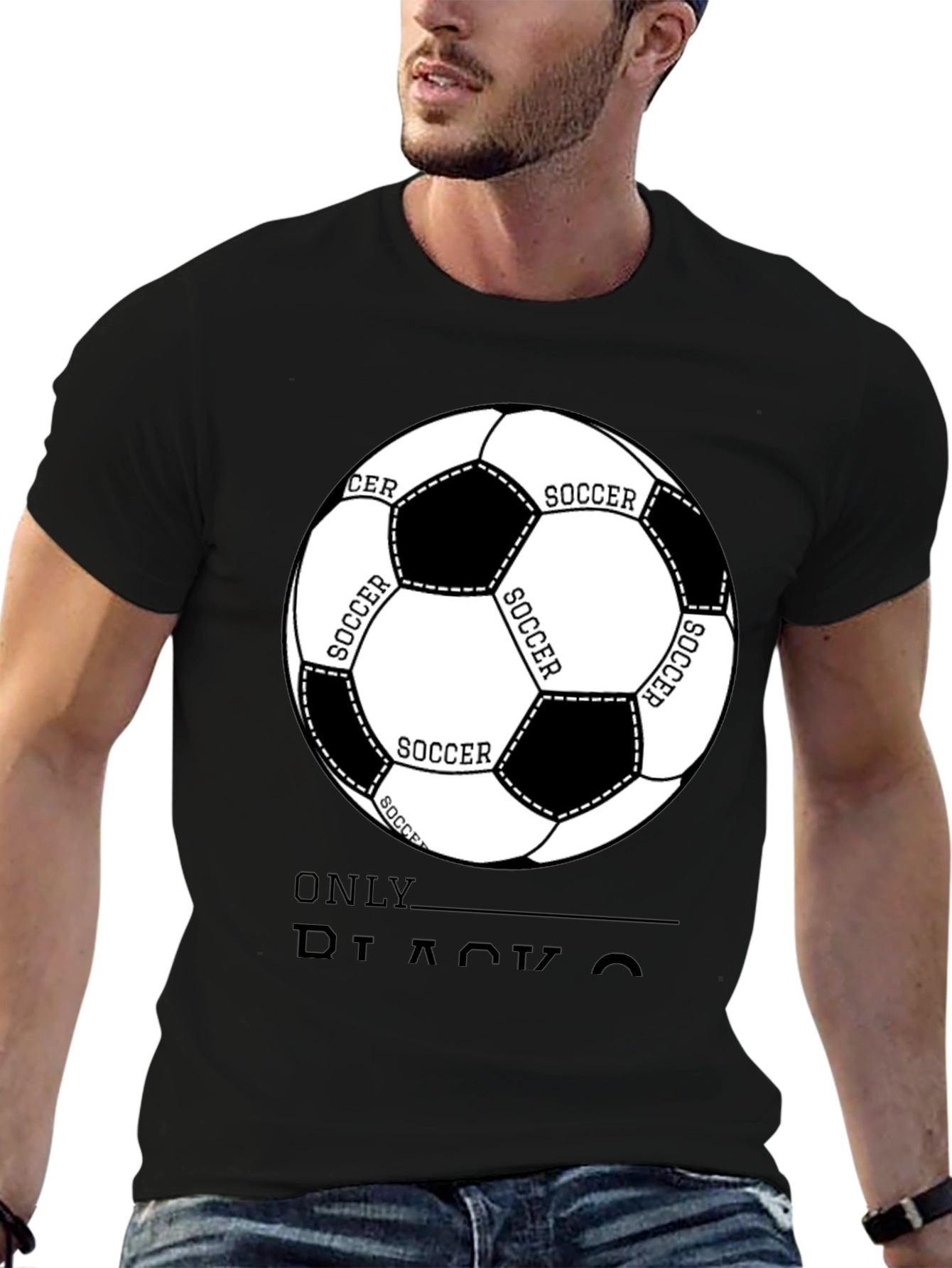 Soccer Ball Graphic Black T-Shirt - Casual Style