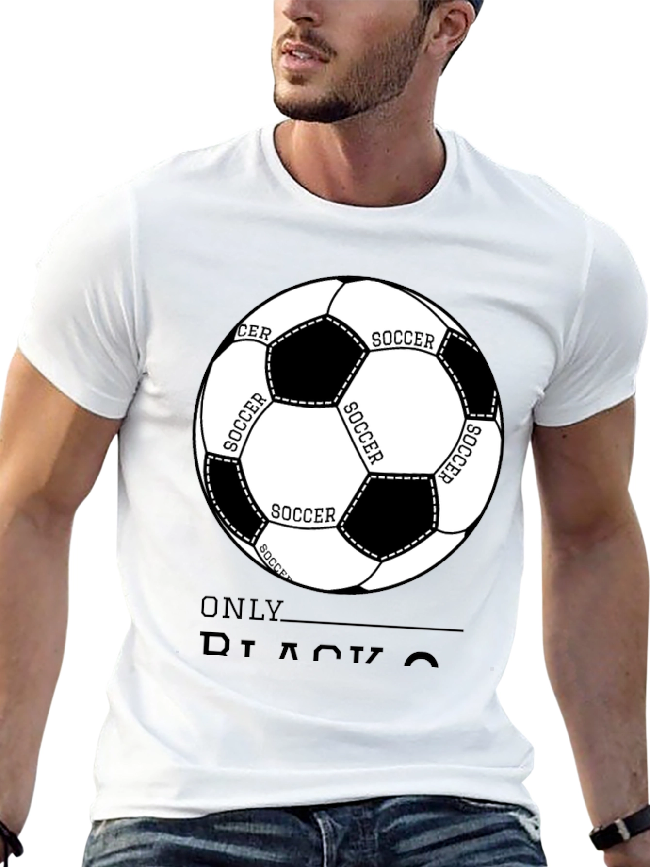Soccer Ball Graphic Black T-Shirt - Casual Style