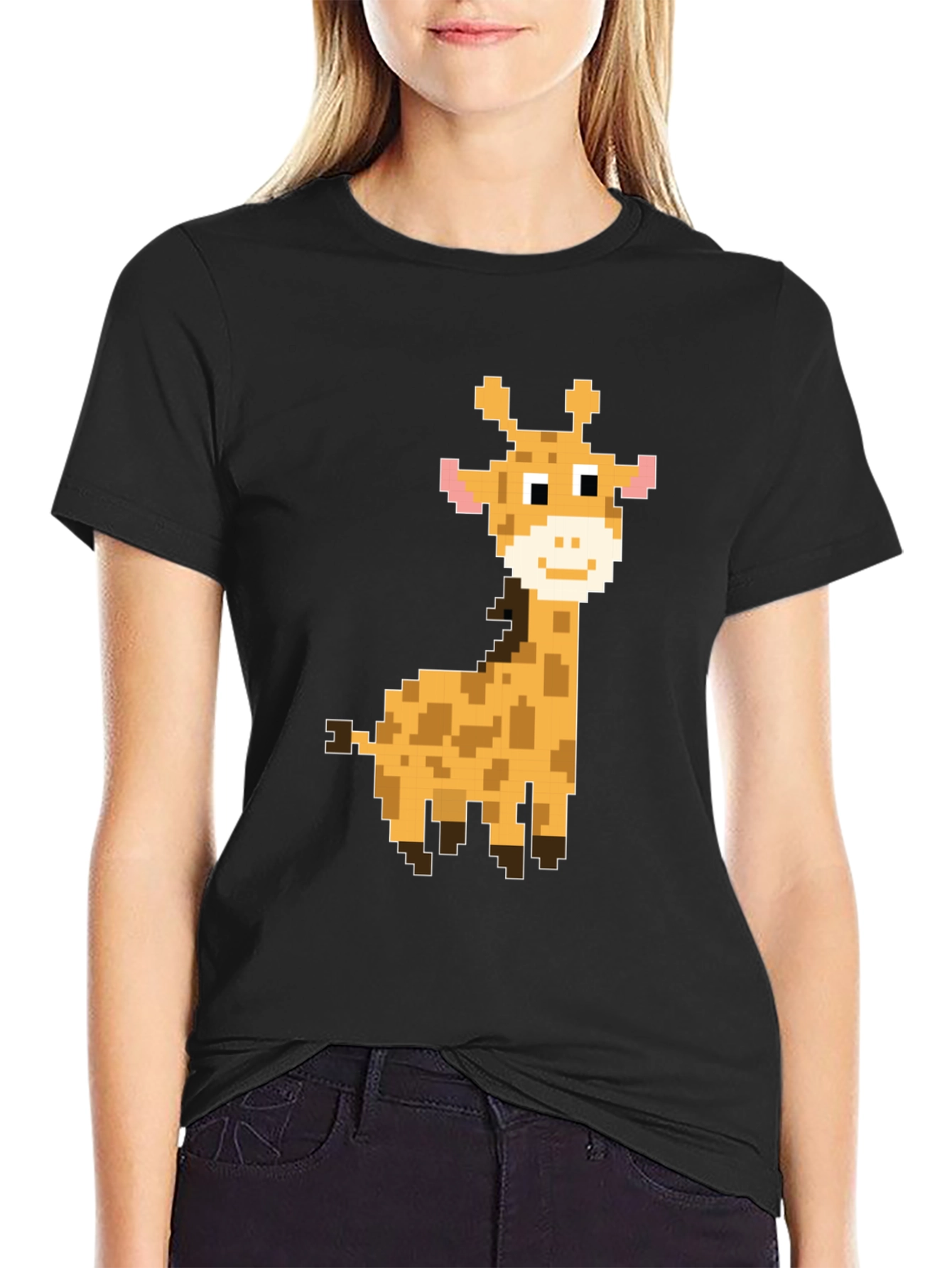 Pixel Giraffe Graphic Tee - Fun Casual Style