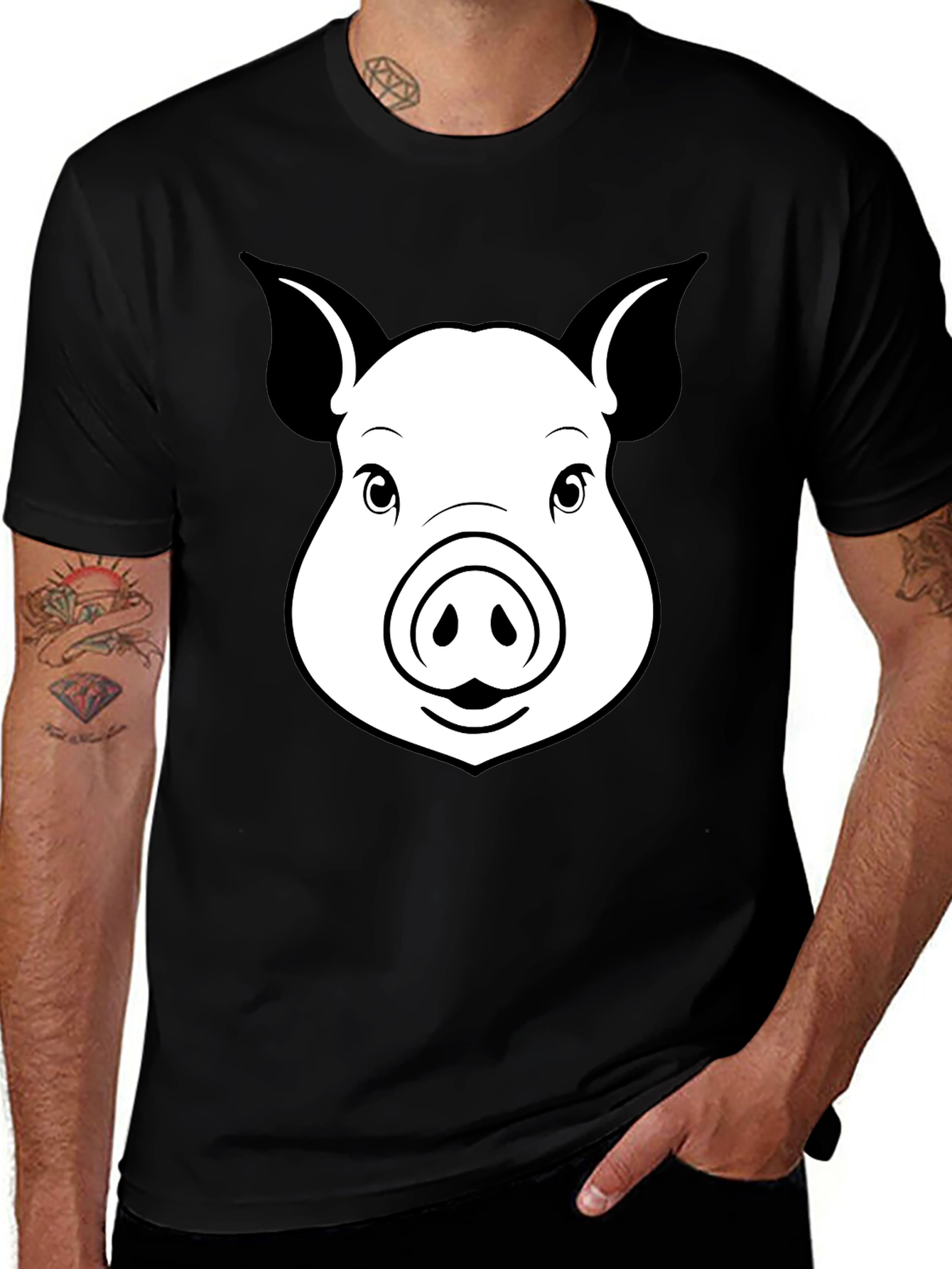 Pig Face Graphic T-Shirt - Unisex Black Tee