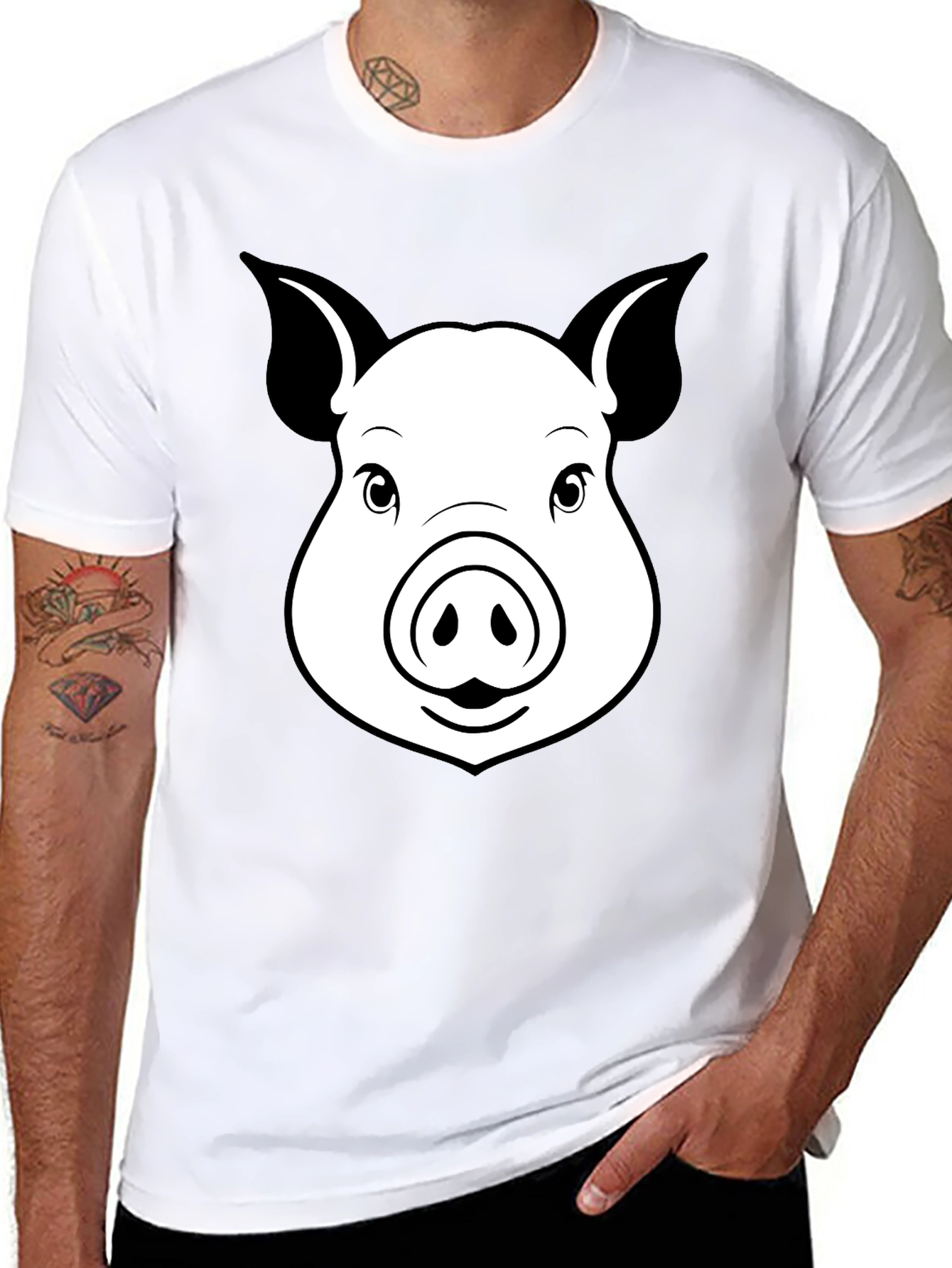 Pig Face Graphic T-Shirt - Unisex Black Tee