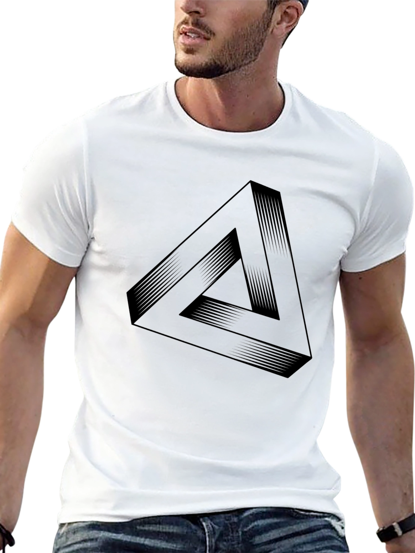 Optical Illusion Triangle Black T-Shirt