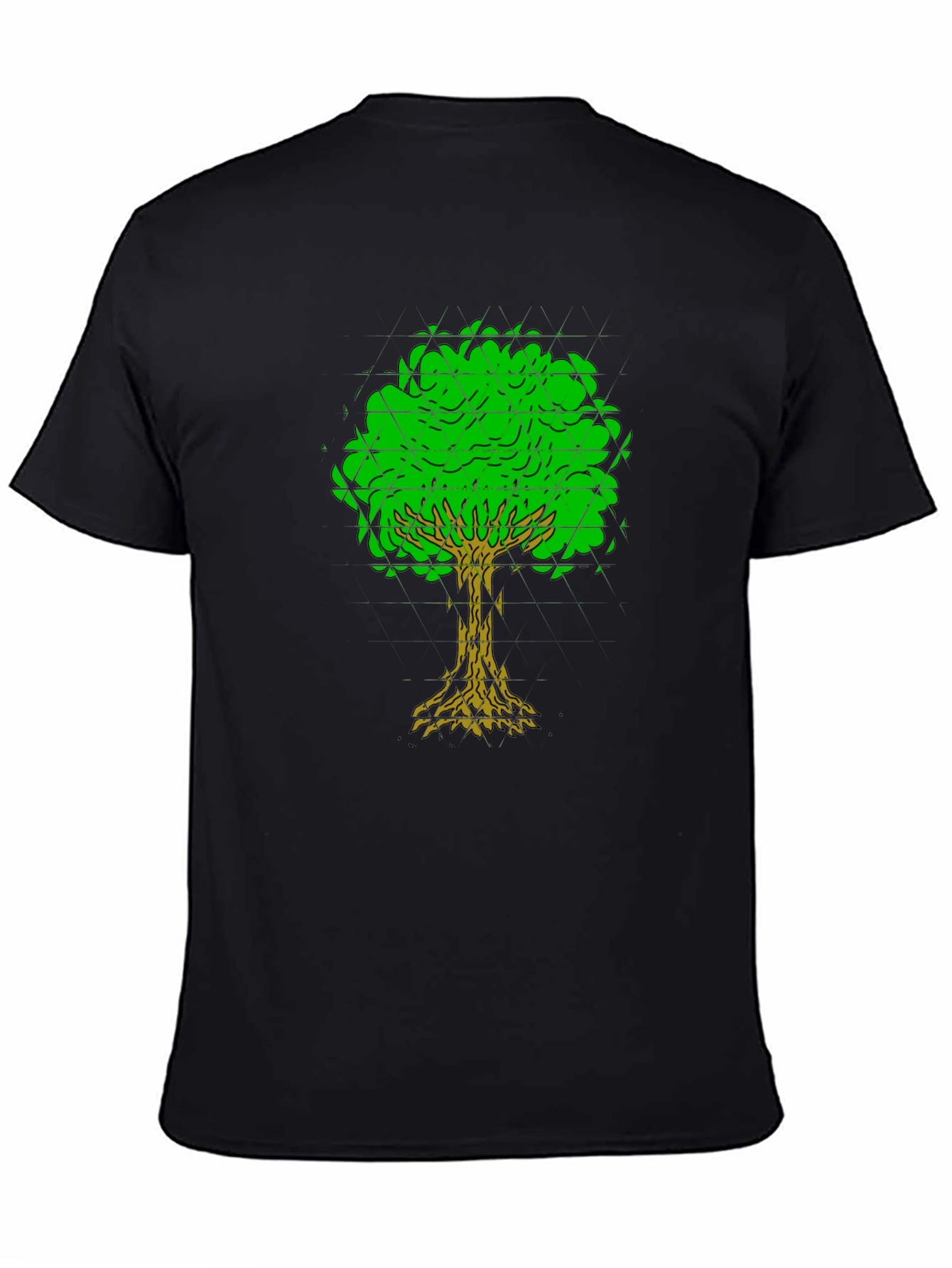 Geometric Tree Graphic Tee - Black