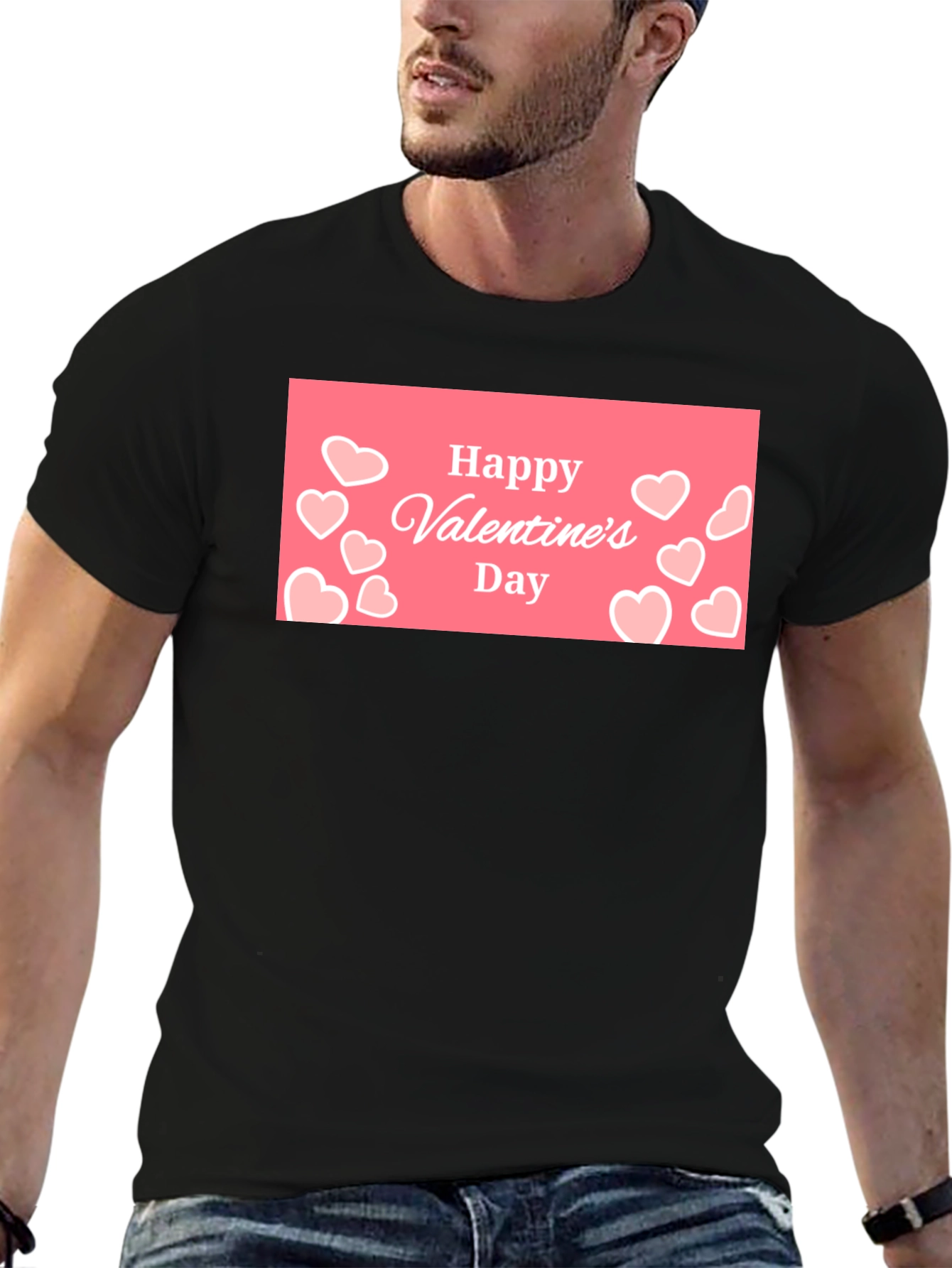 Happy Valentines Day Black Graphic Tee