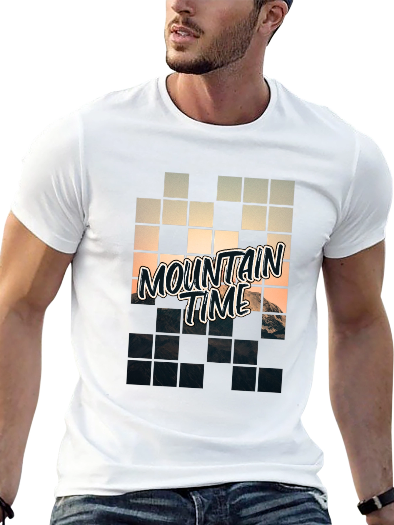 Mountain Time Pixel Art Graphic Tee