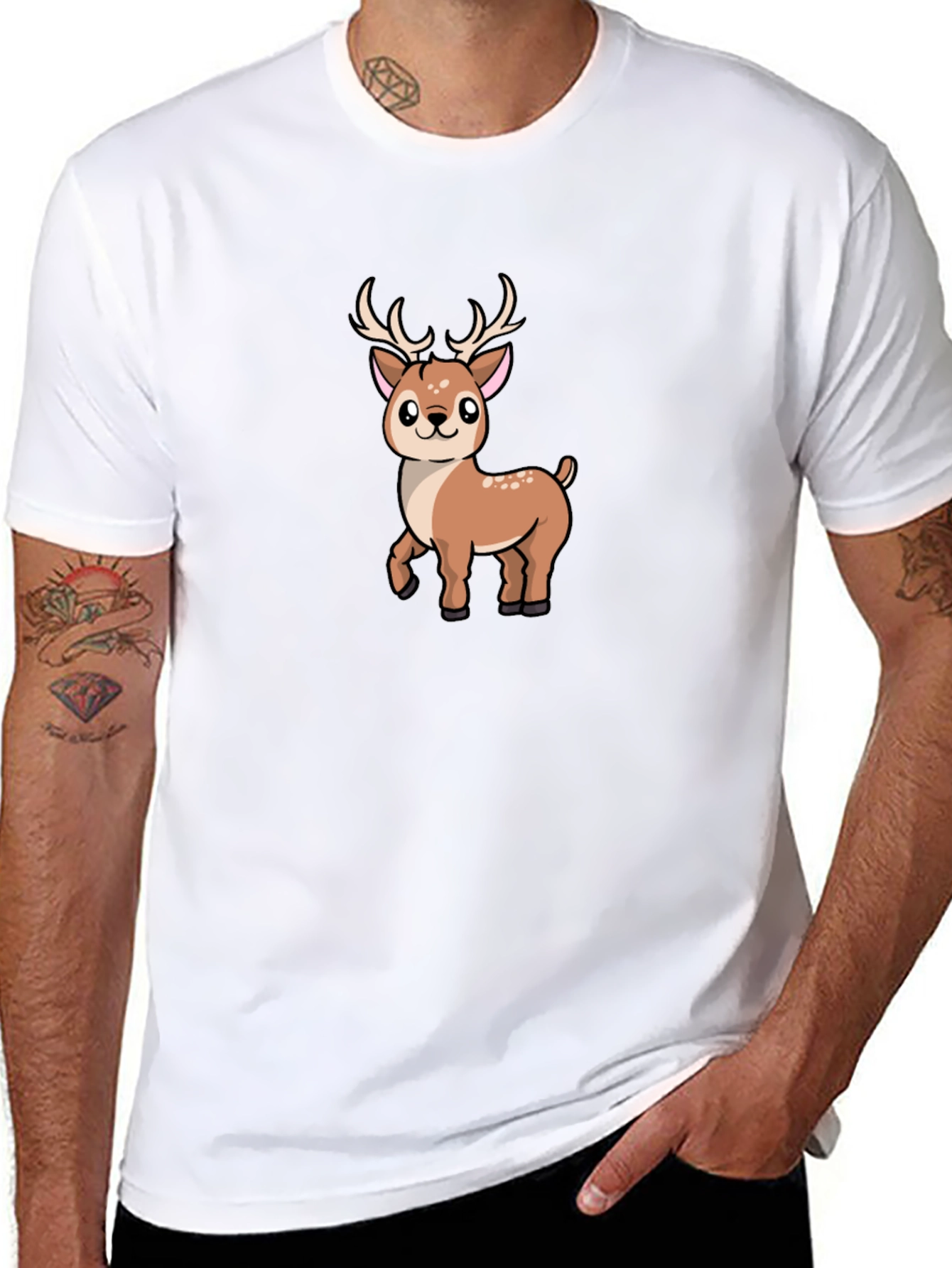 Cute Deer Graphic Tee - Soft Cotton Blend