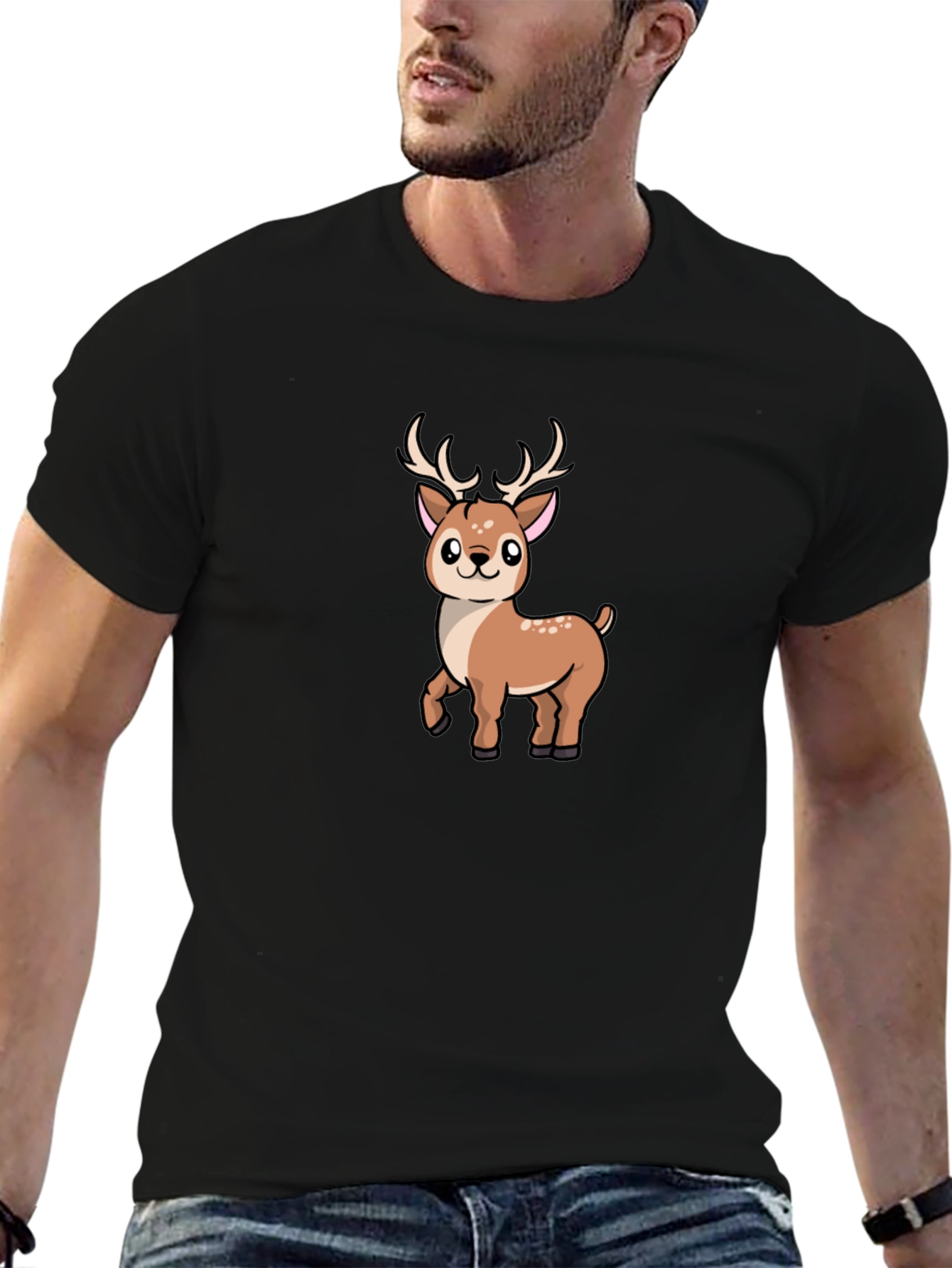 Cute Deer Graphic Tee - Soft Cotton Blend