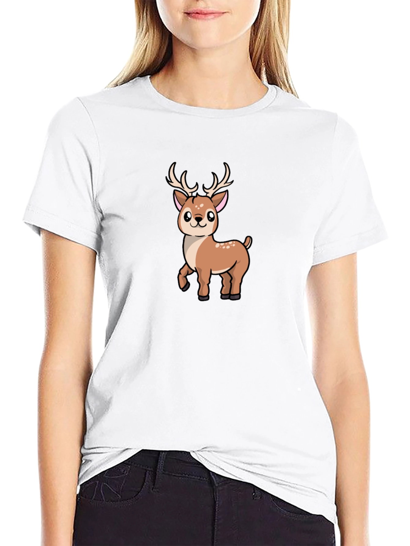 Cute Deer Graphic Tee - Soft Cotton Blend