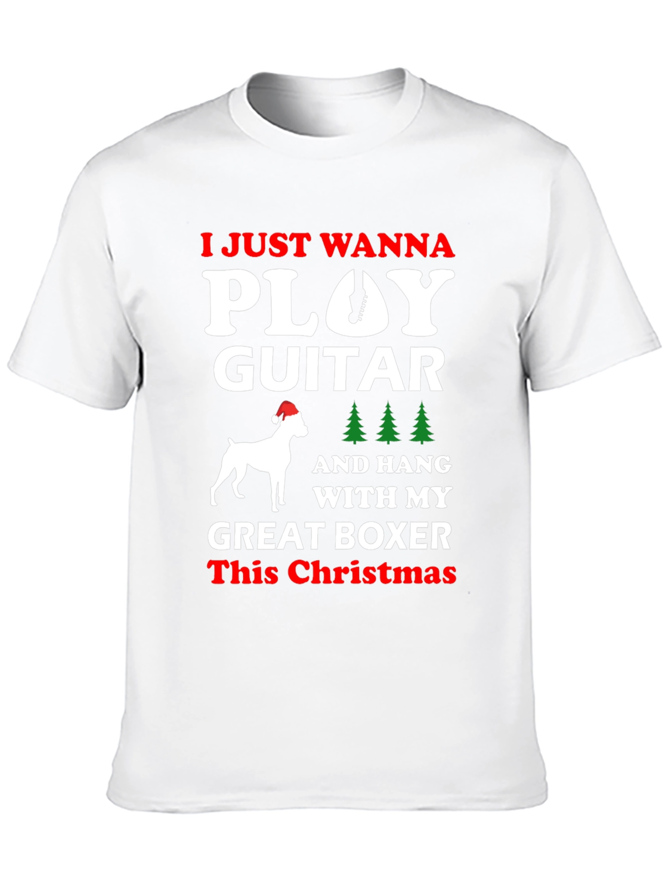 Christmas Guitar Boxer Dog T-Shirt