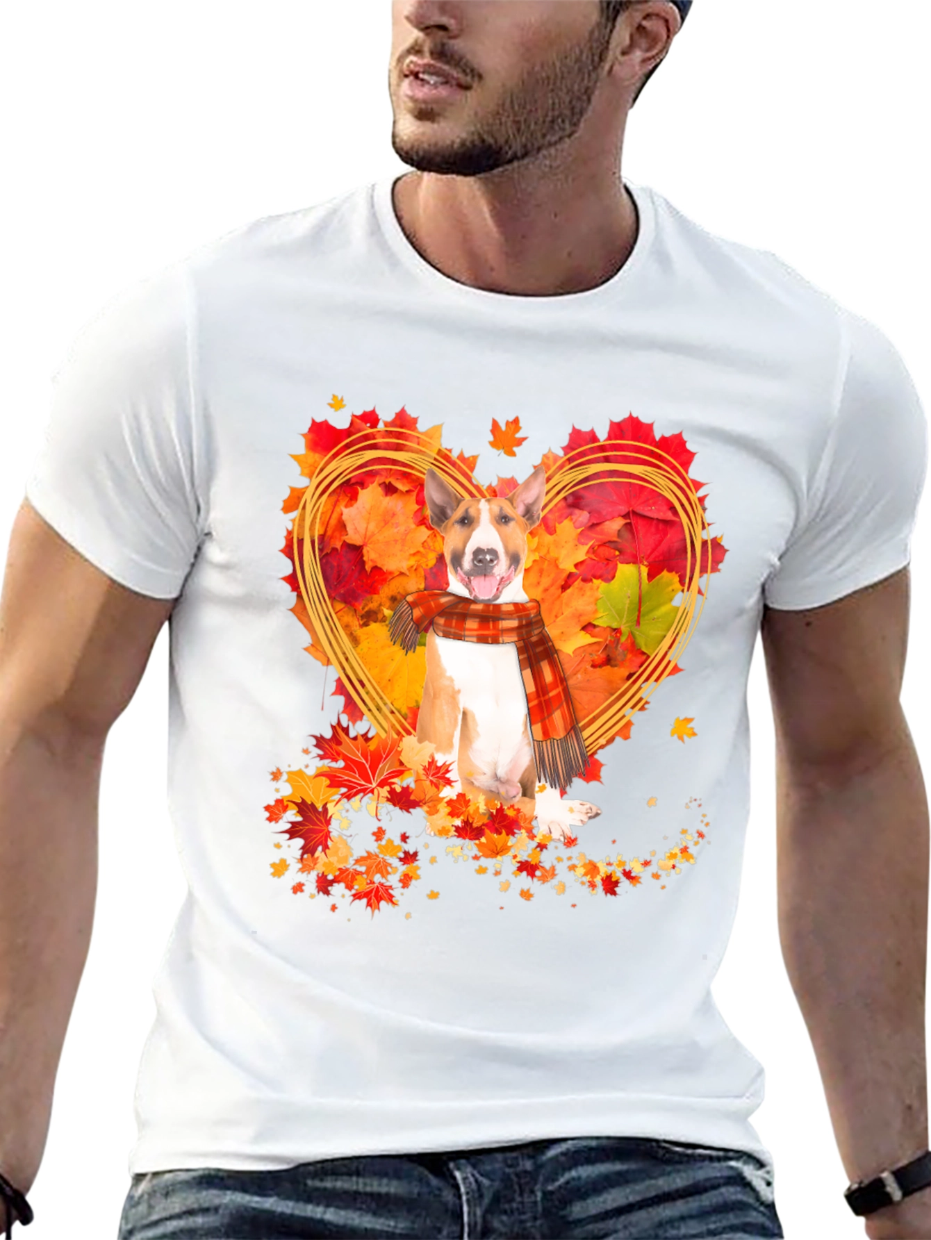 Fall Bull Terrier Heart Graphic Tee