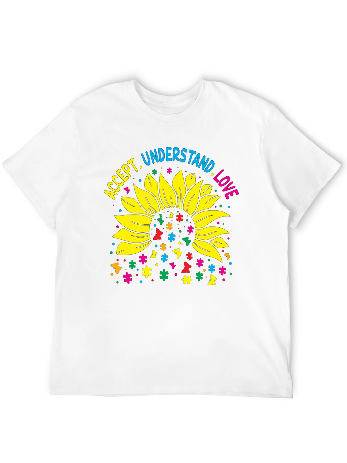 Accept Understand Love Sunflower Autism Awareness T-Shirt