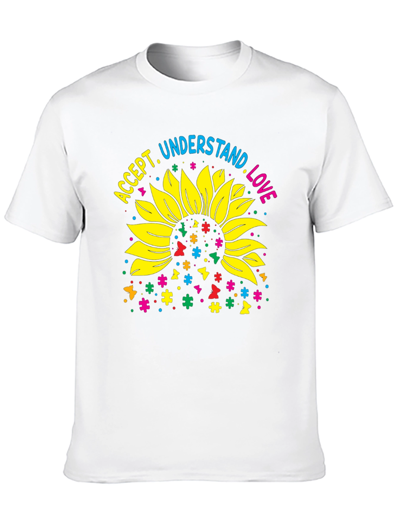 Accept Understand Love Sunflower Autism Awareness T-Shirt