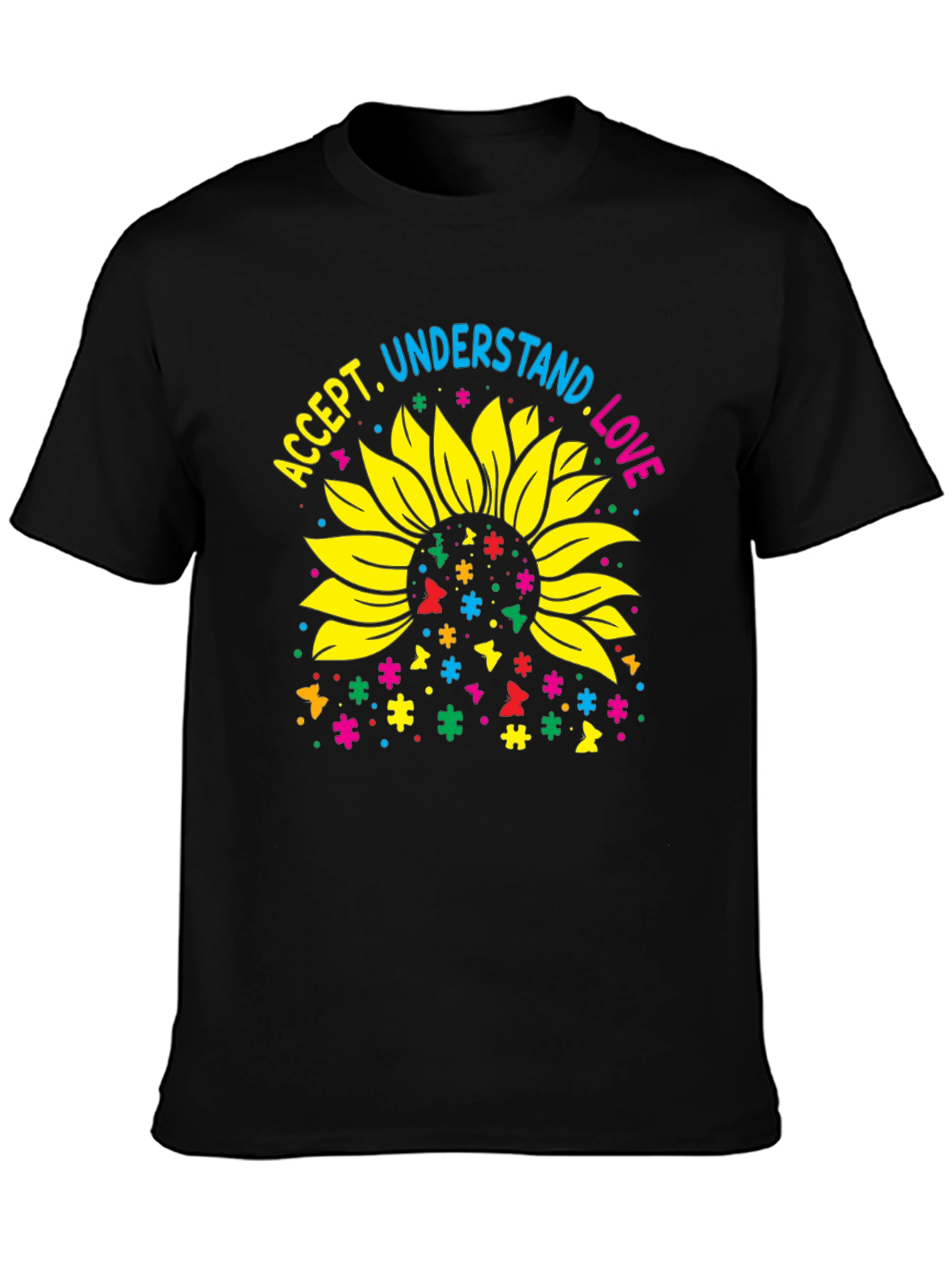 Accept Understand Love Sunflower Autism Awareness T-Shirt