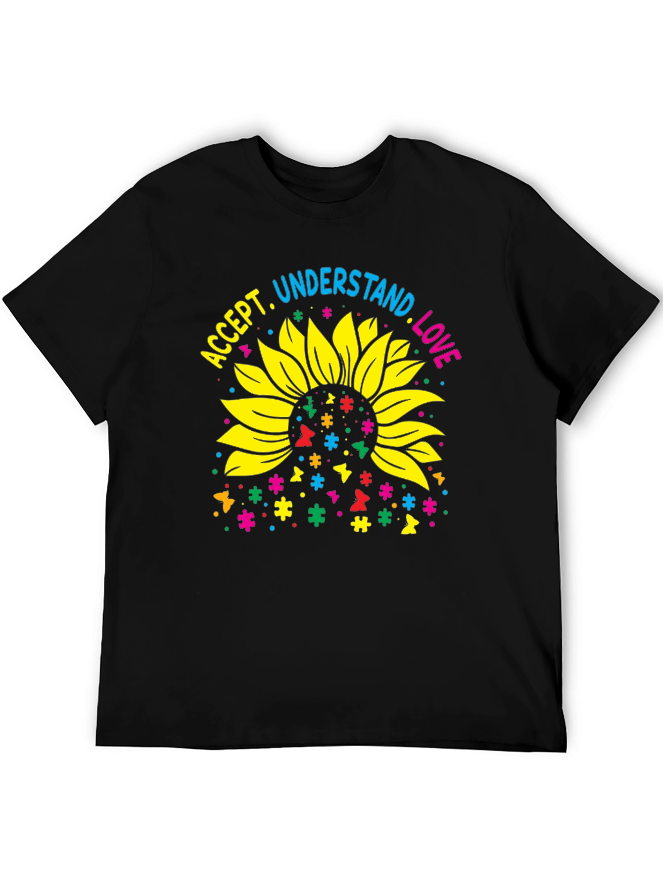 Accept Understand Love Sunflower Autism Awareness T-Shirt