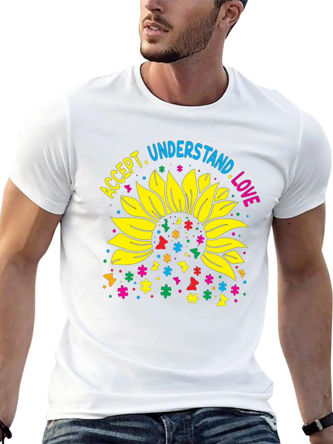 Accept Understand Love Sunflower Autism Awareness T-Shirt