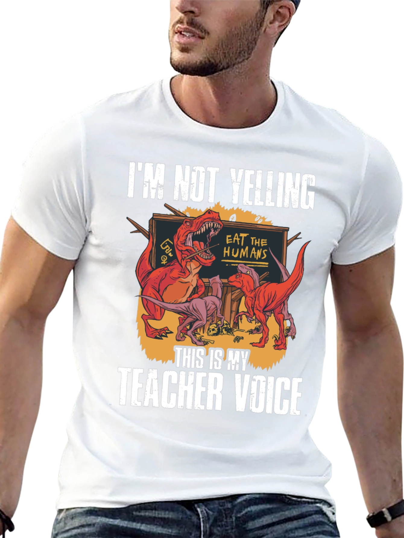 Teacher Voice Dinosaur Graphic T-Shirt